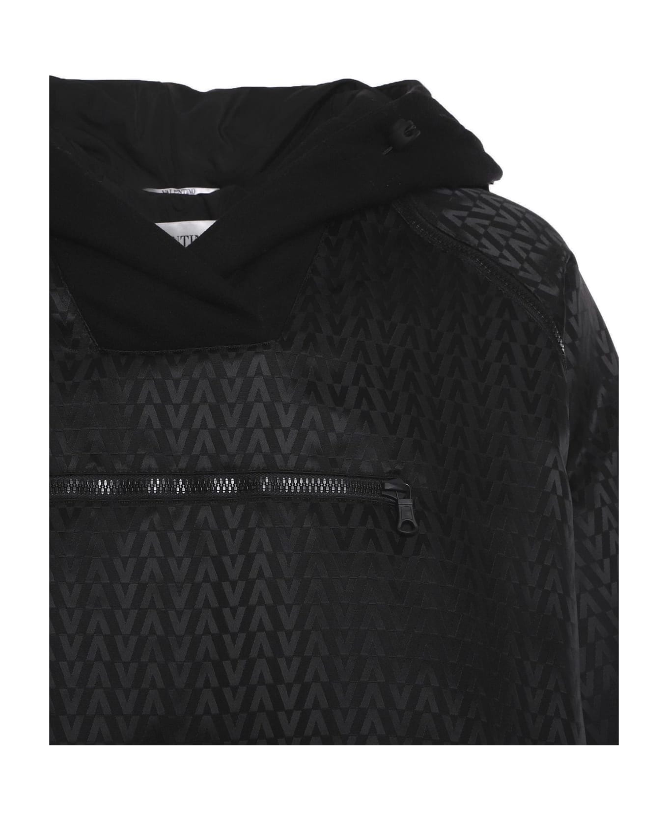 Valentino Logo Hooded Jacket - Black フリース