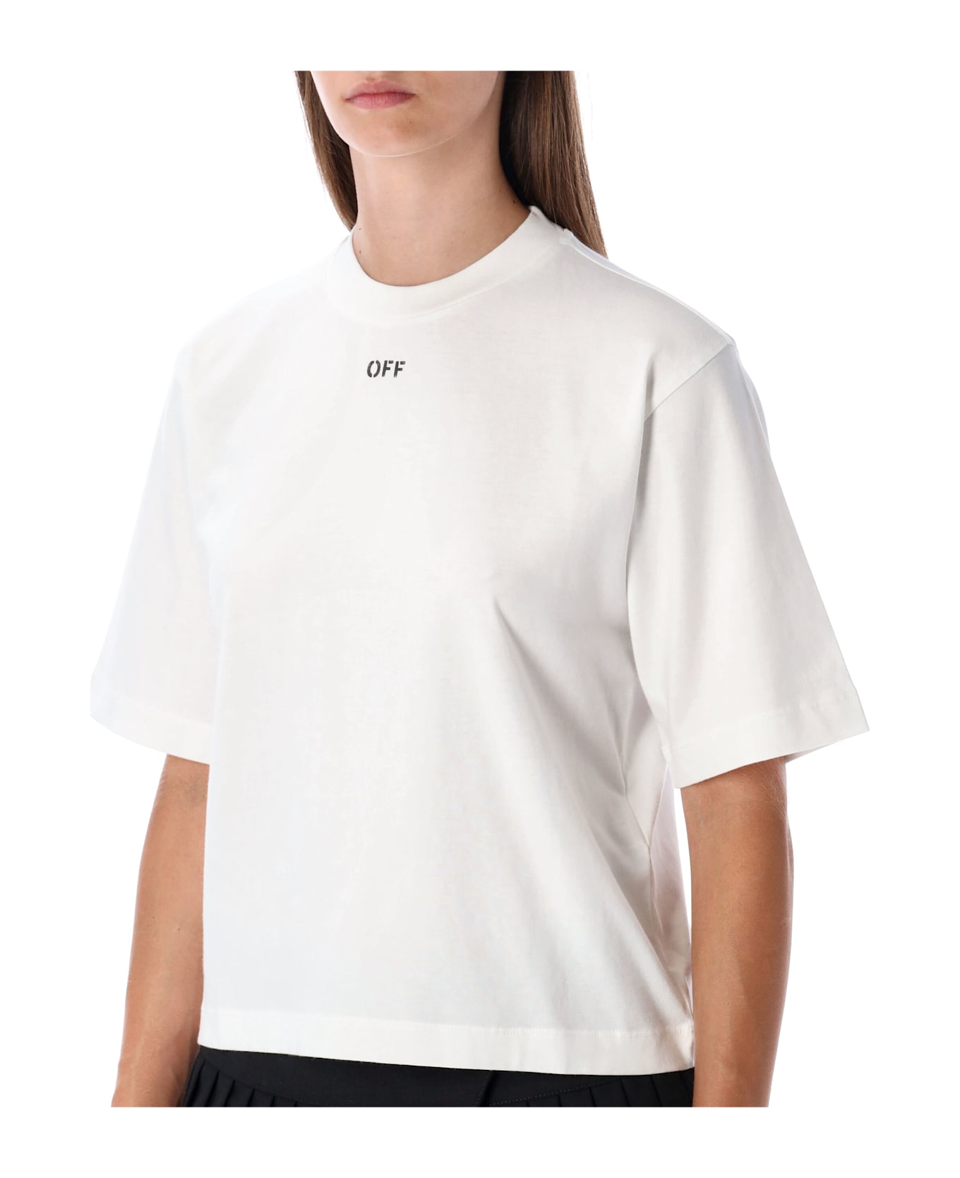 Off-White Flowers Boxy Cotton Logo T-shirt - White Black