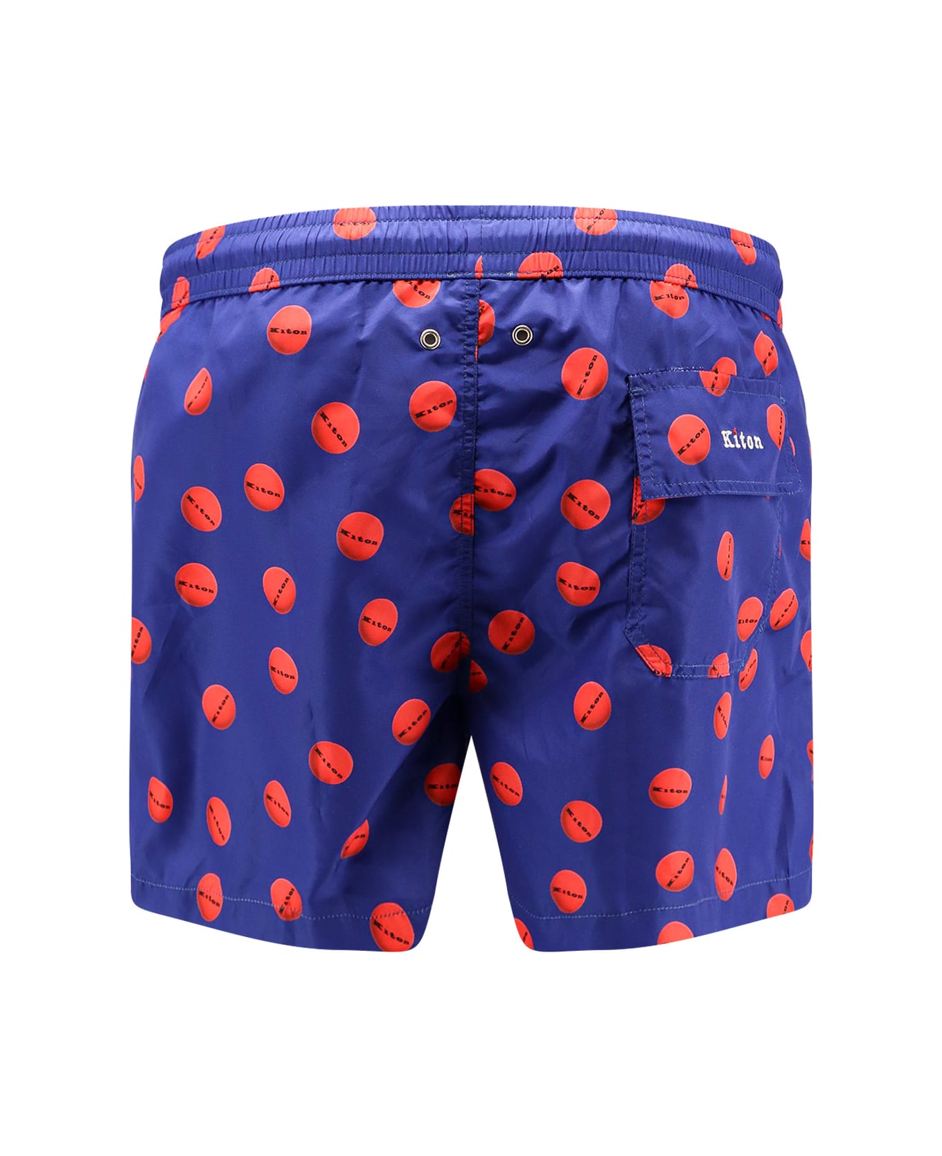 Kiton Nylon Swim Trunk With All-over Print - Blue