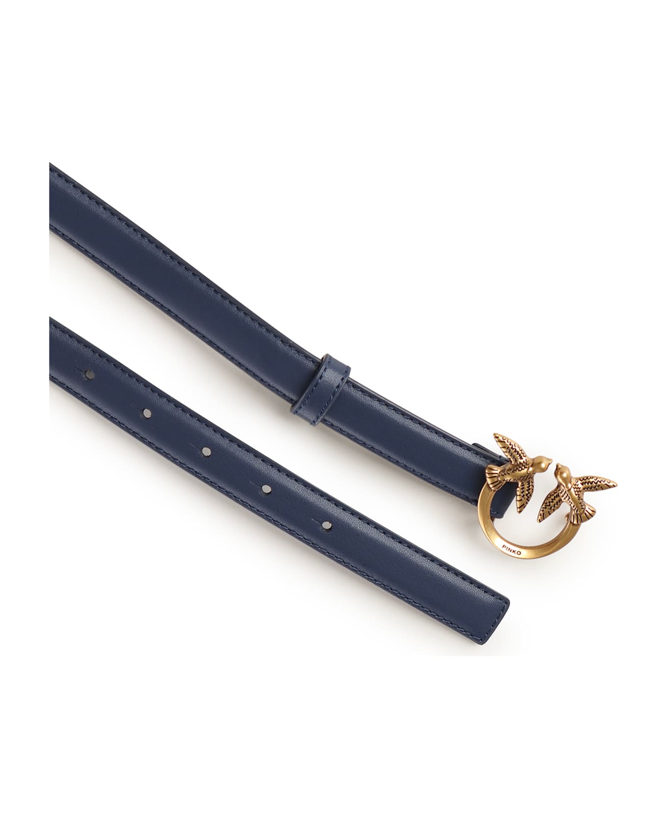 Pinko Love Birds Slim Leather Belt - Indigo blue