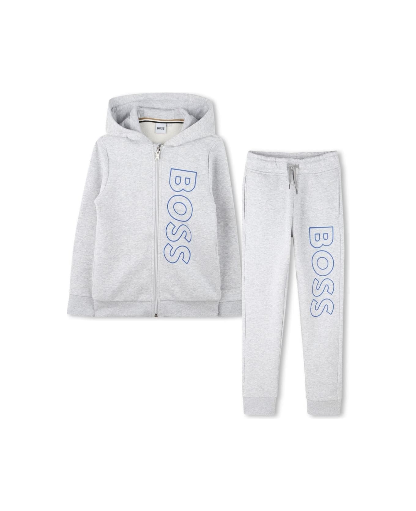 Hugo Boss Tuta Con Zip E Stampa - Gray