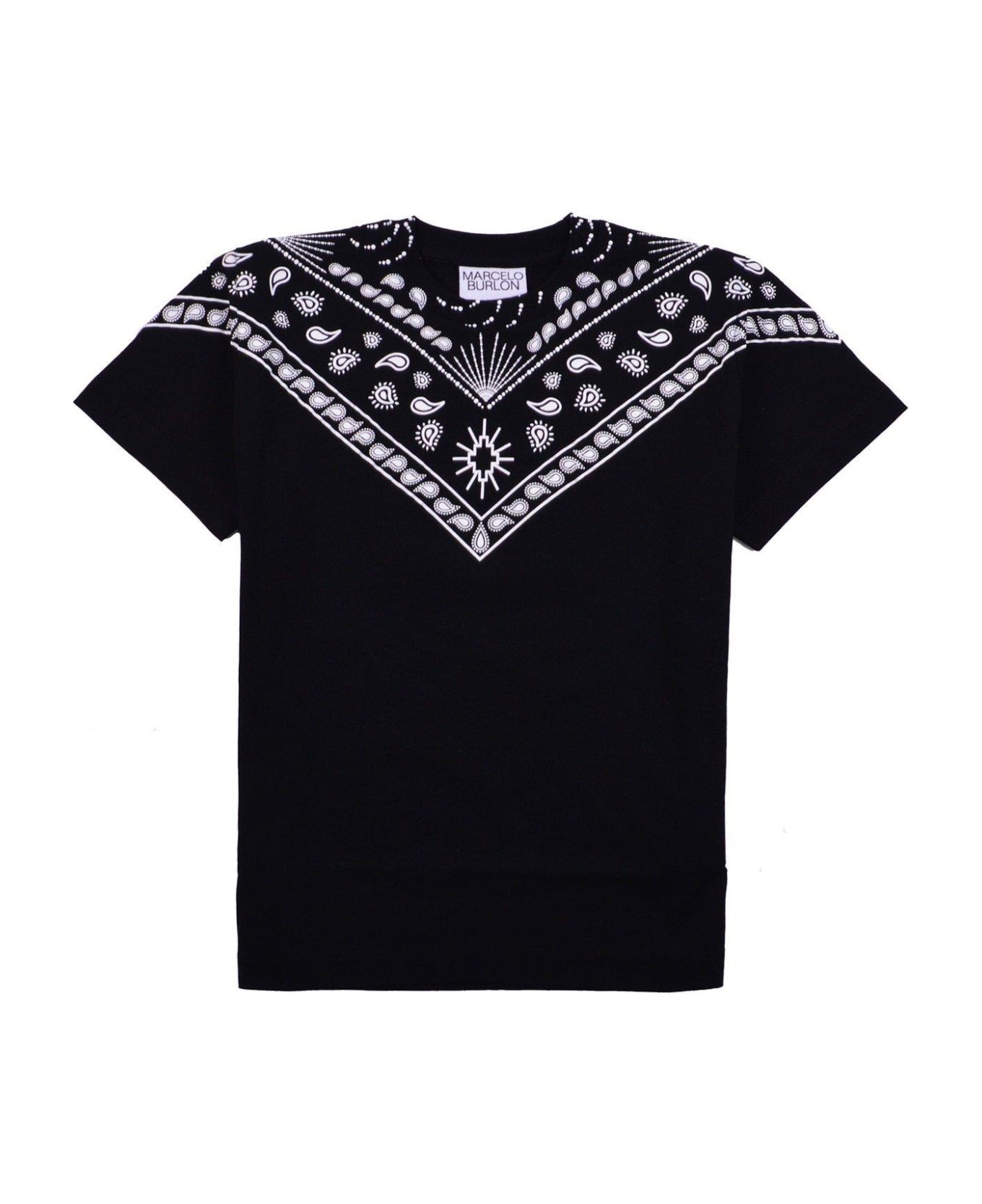 Marcelo Burlon Bandana Printed Crewneck T-shirt - Black Wh Tシャツ＆ポロシャツ