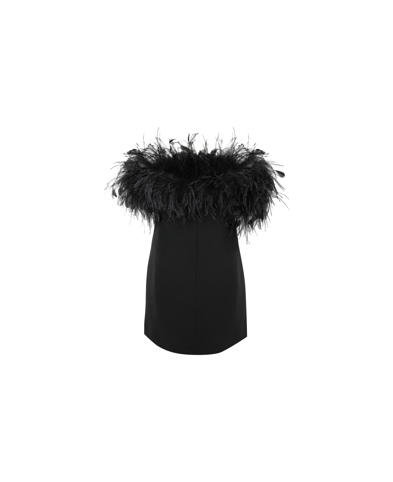 Valentino Crepe Couture Dress With Feathers - Black