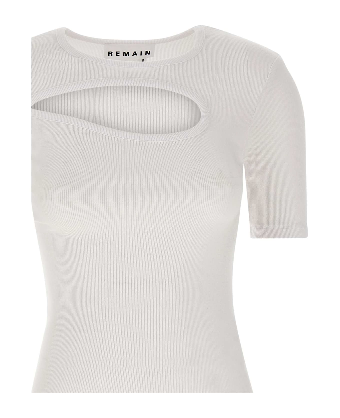 REMAIN Birger Christensen Cotton Jersey T-shirt - WHITE Tシャツ