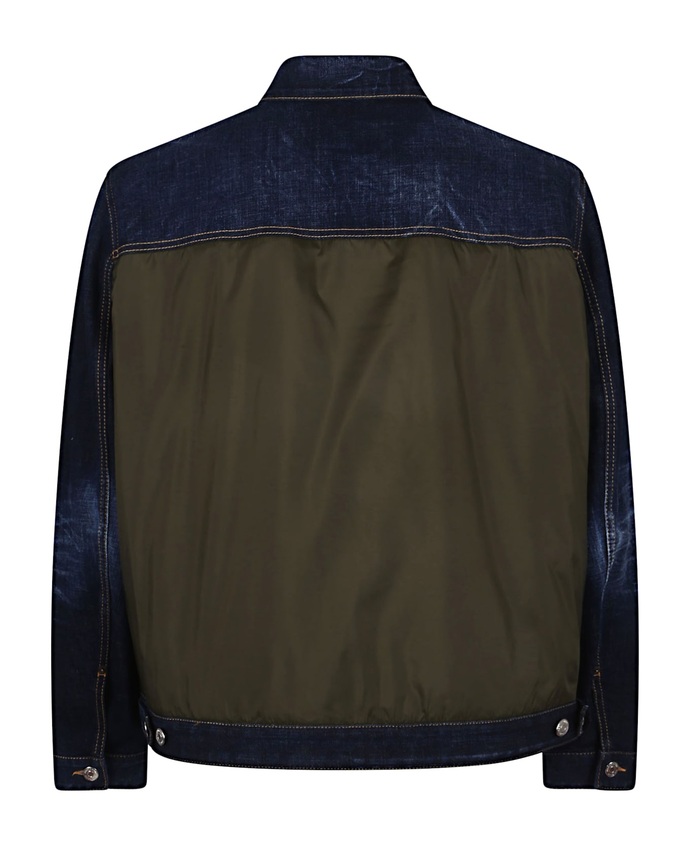 Dsquared2 Denim Puffer Jean Jacket - Navy Blue + Military Green