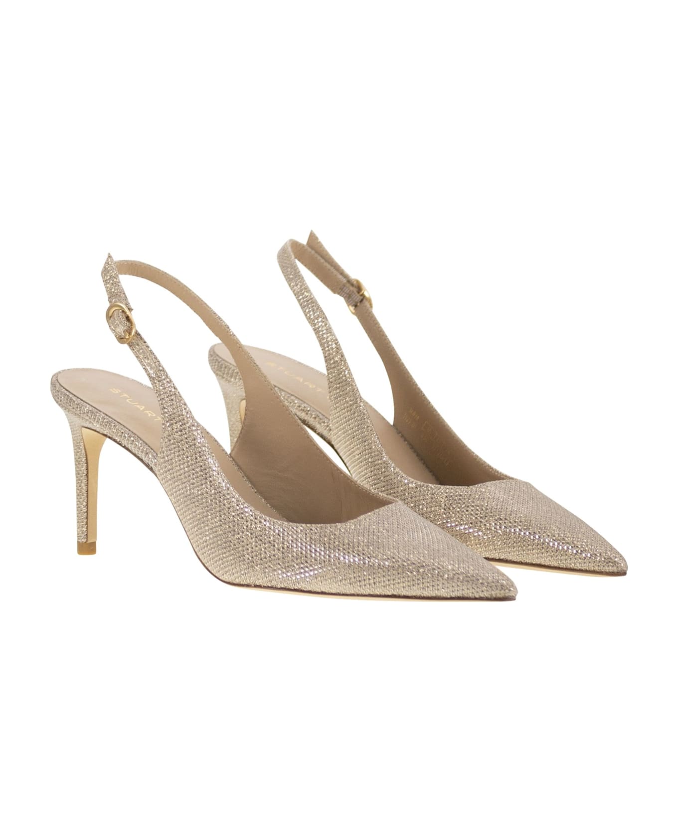 Stuart Weitzman Stuart Power - Metallised Fabric Slingback - Gold