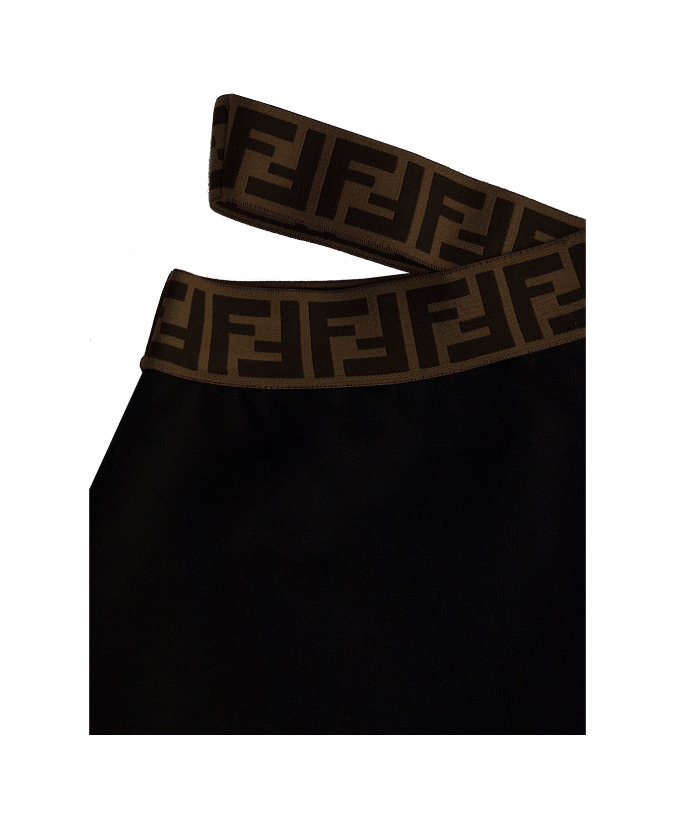 Fendi Black Pants With Ff Motif And Cut-out In Cotton Girl - Black