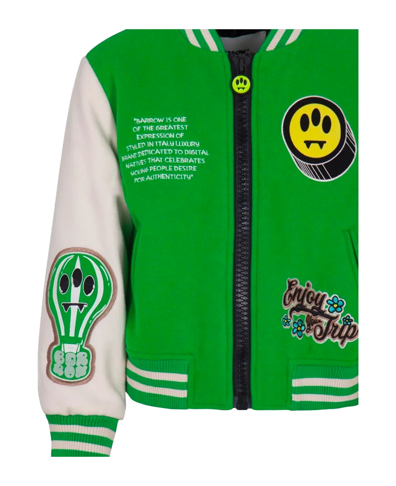 Barrow Green And White College Bomber Jacket - Verde