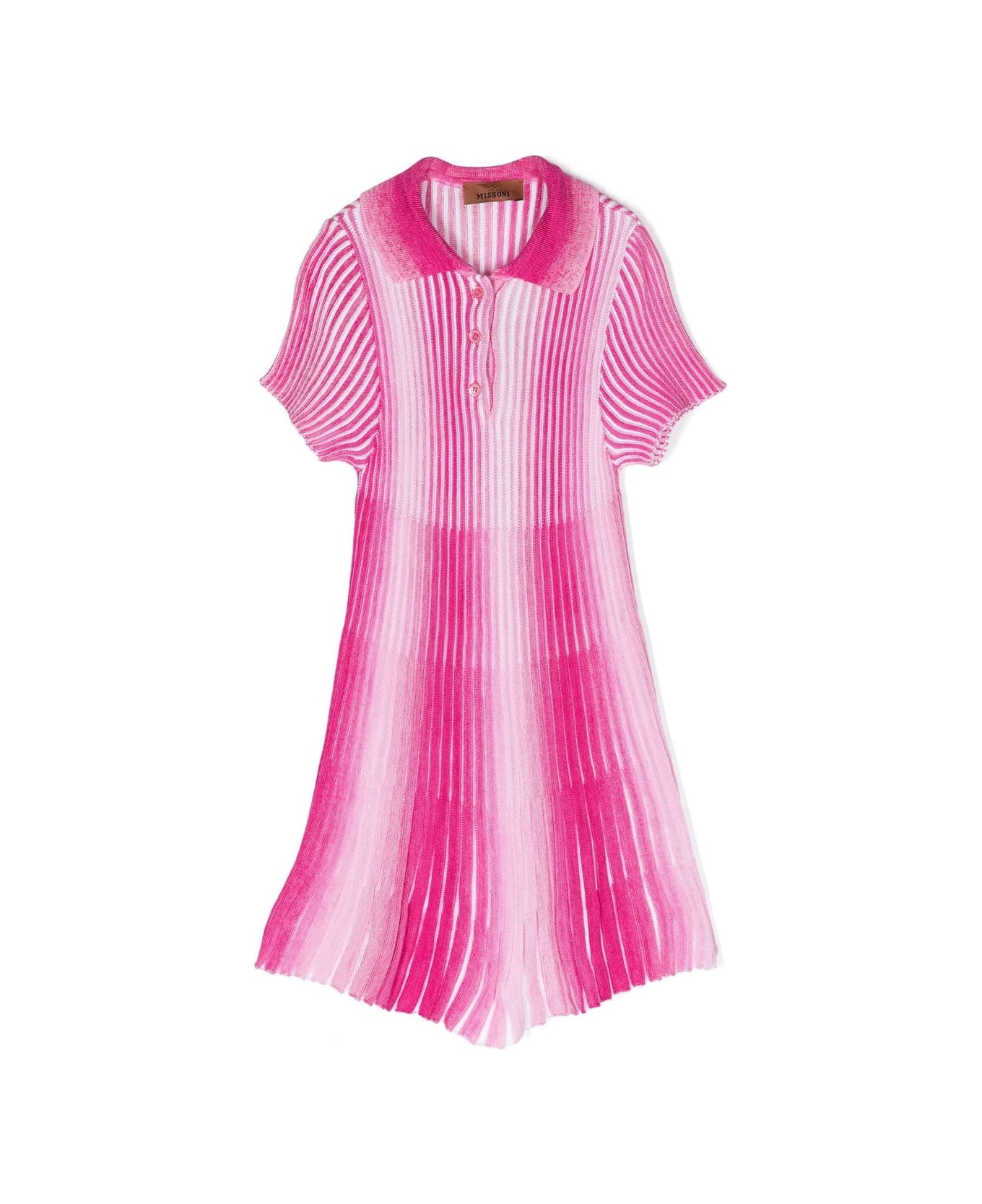 Missoni Kids Pink Striped Laminated Knit Dress - Pink