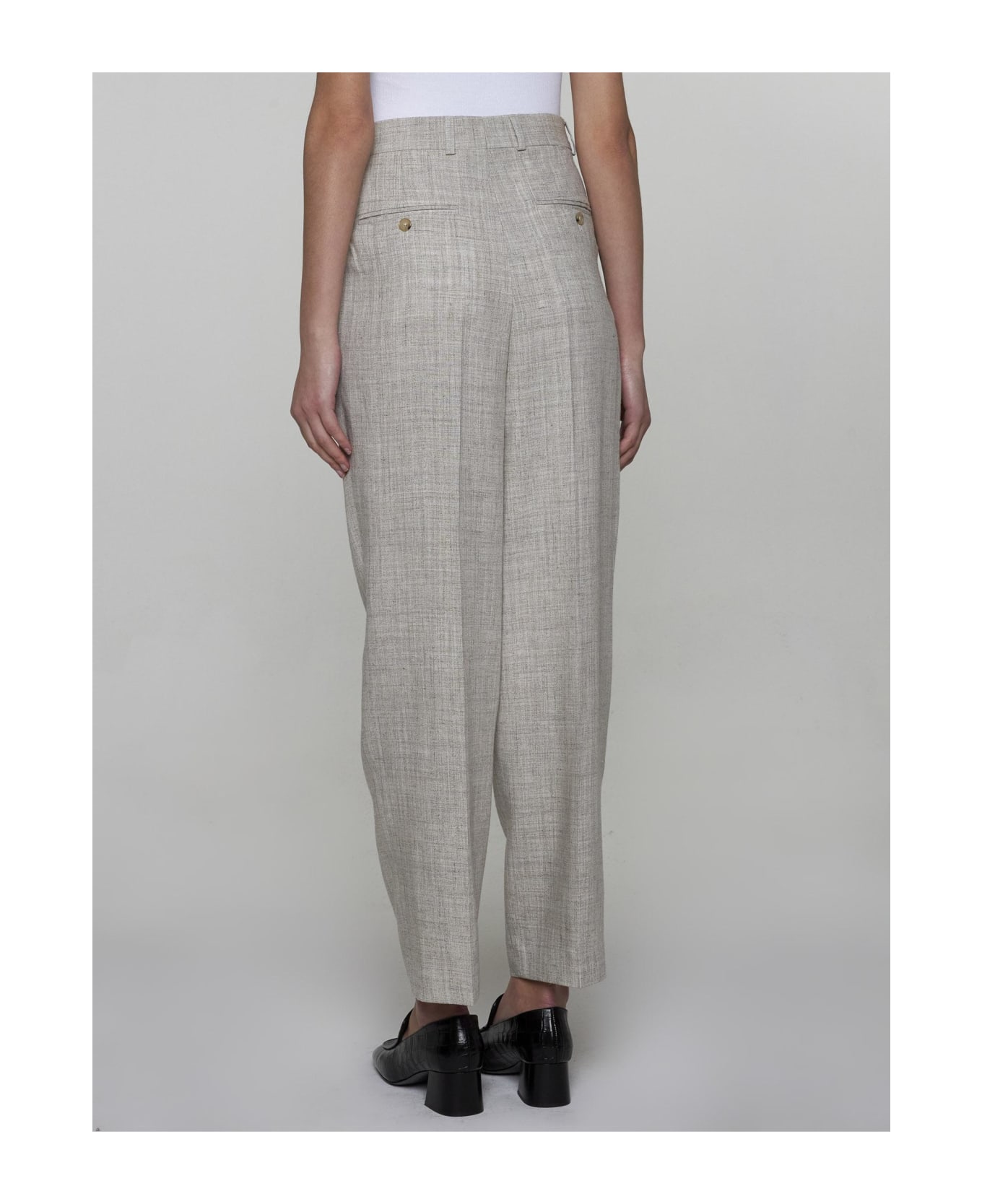 Totême Viscose And Linen-blend Tailored Trousers - Grey