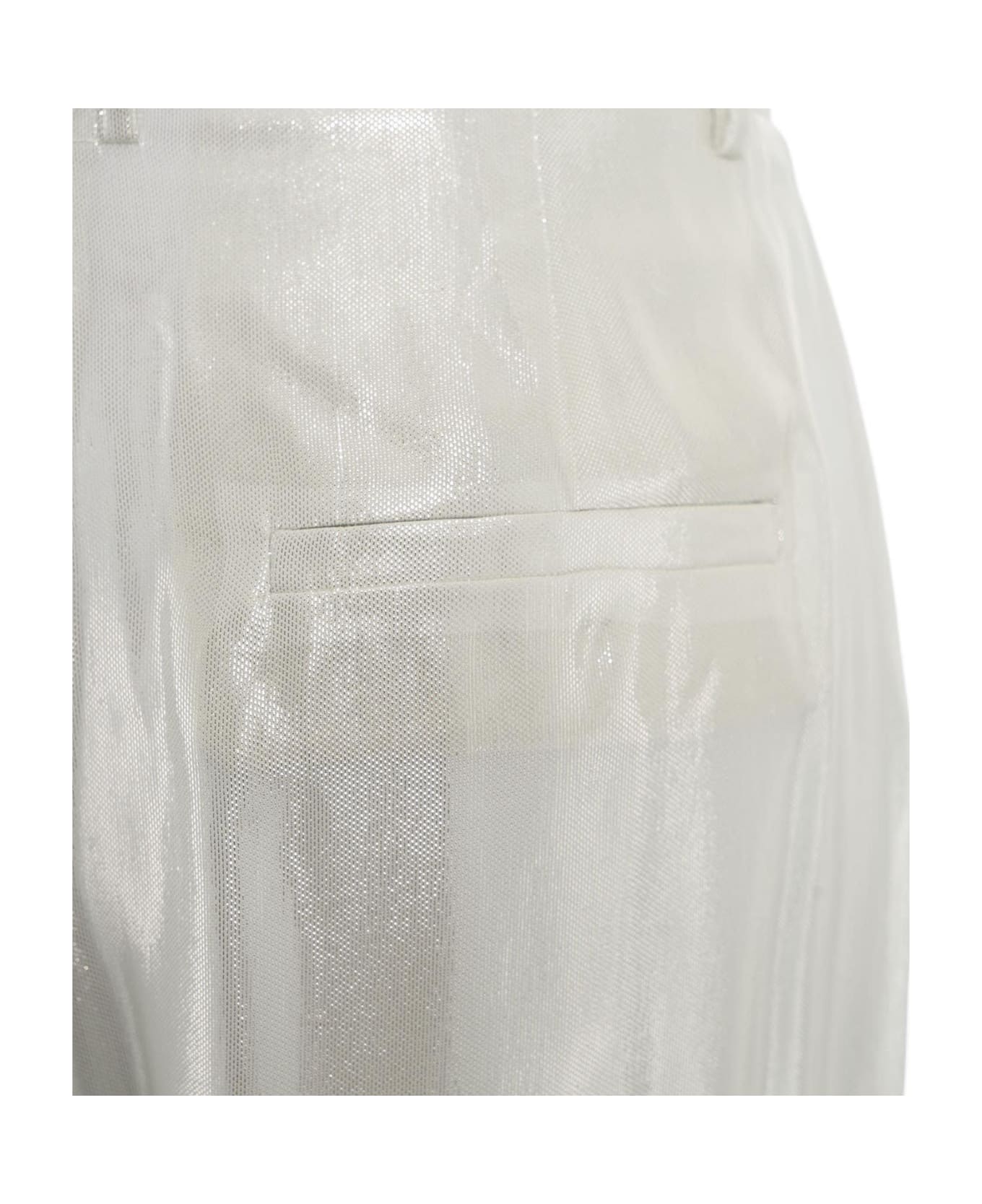 STAUD Glitter Wide-leg Trousers - Slvr Silver