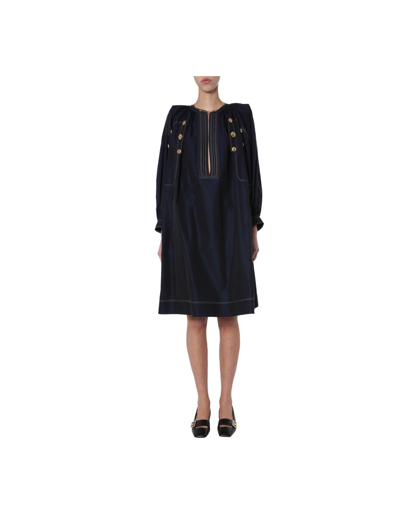 Givenchy Button Detailed Midi Dress - BLUE