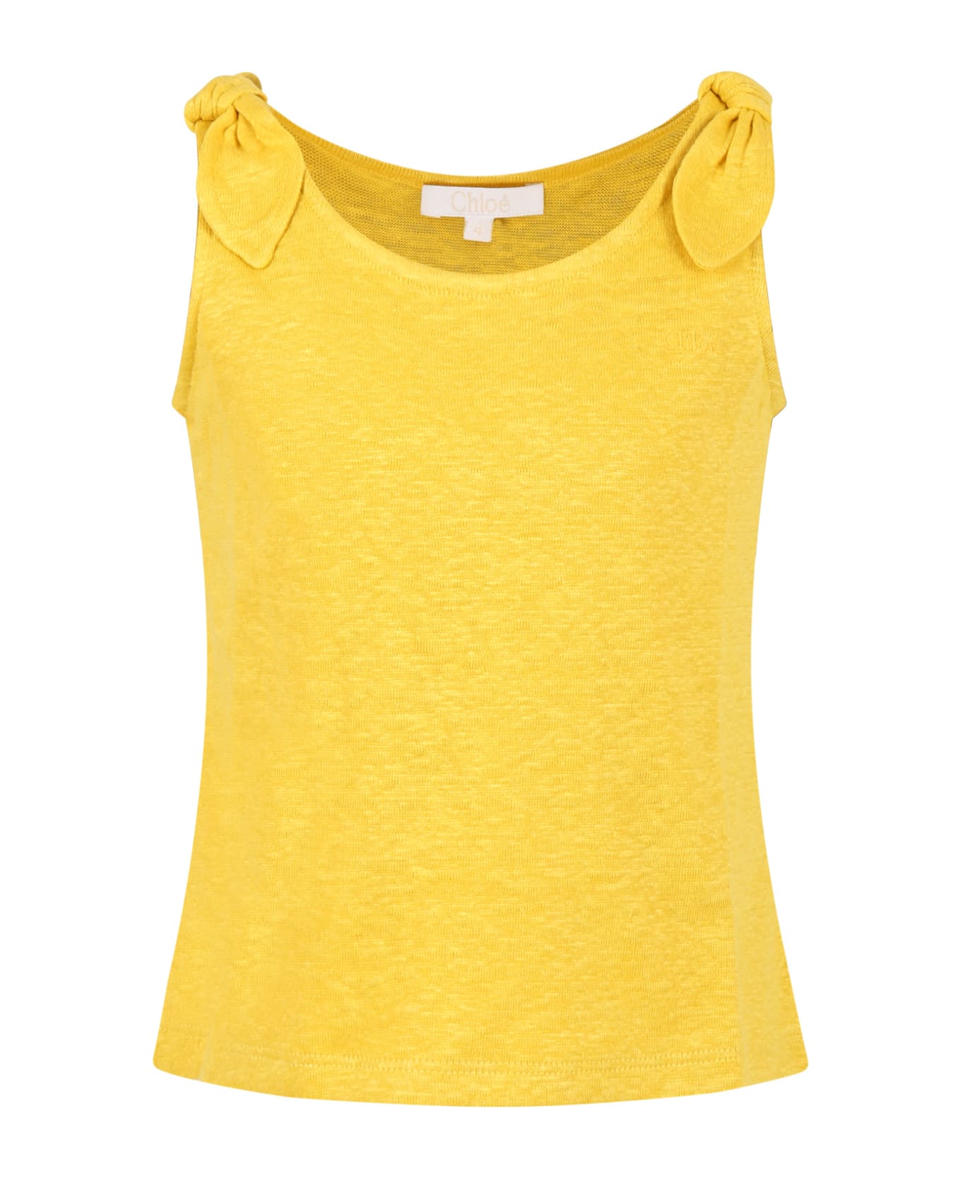 Chloé Yellow T-shirt For Girl With Logo - Yellow Tシャツ＆ポロシャツ