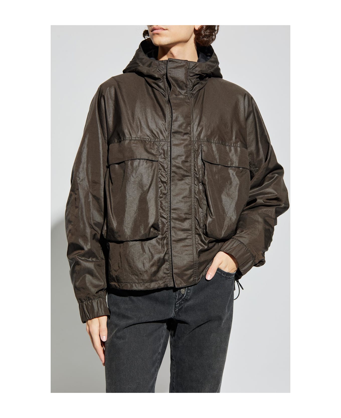 Lemaire Light Jacket With Hood - BROWN