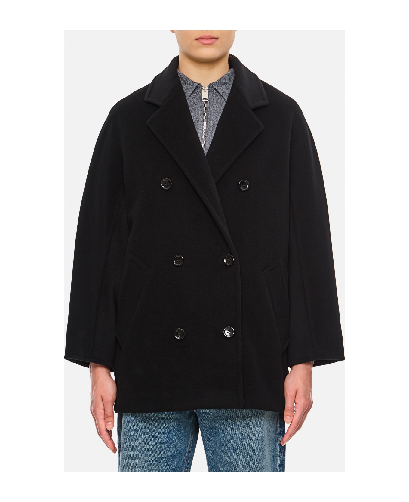 Max Mara Rebus Double Breasted Coat - Black