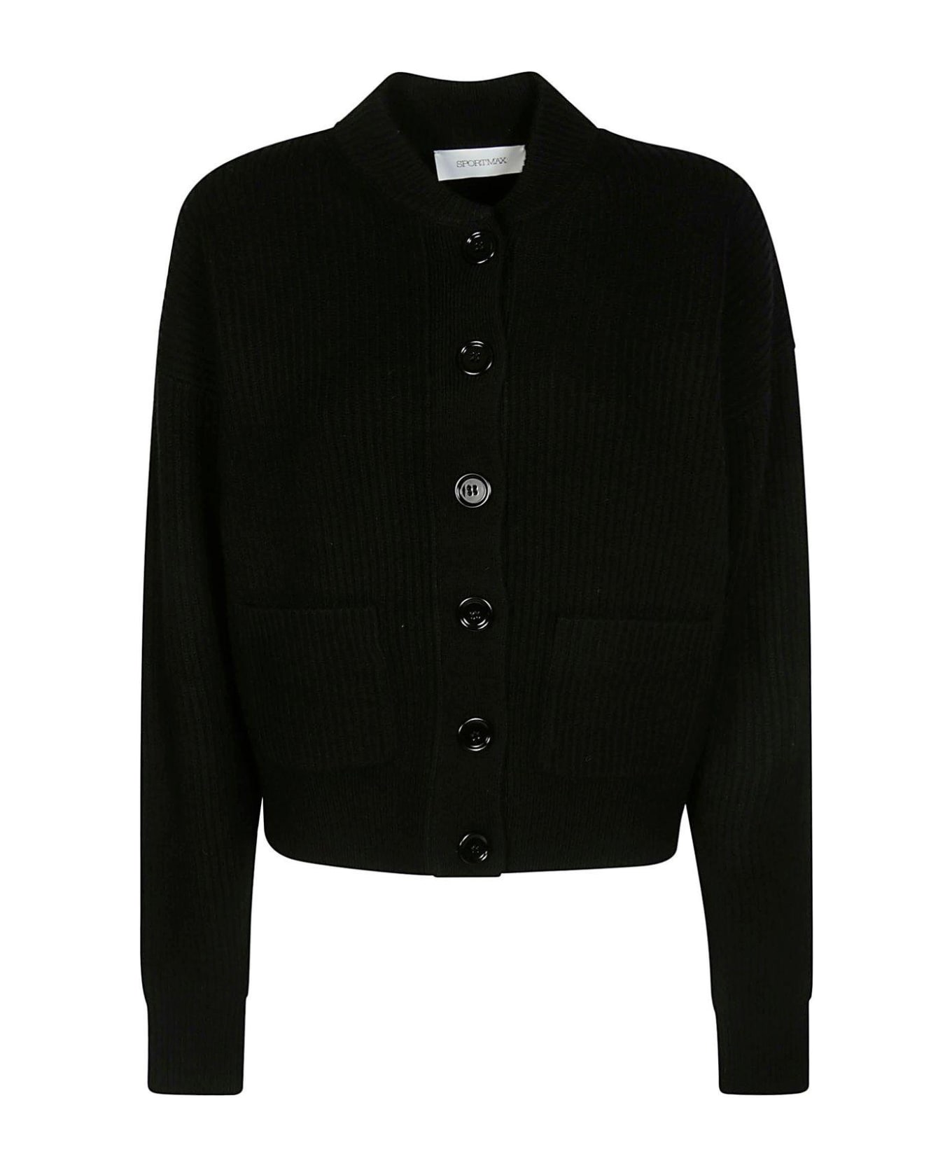 SportMax Buttoned Long-sleeved Cardigan - BLACK