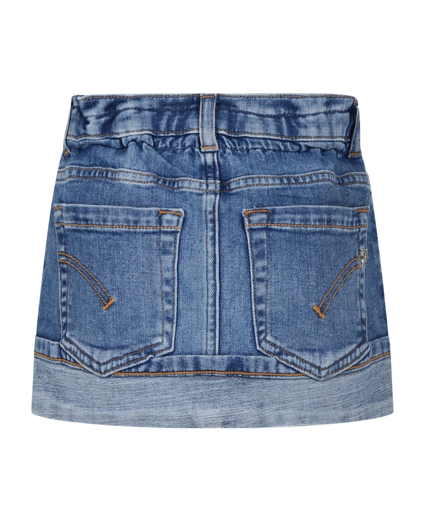 Dondup Blue Skirt For Girl With Logo - Denim