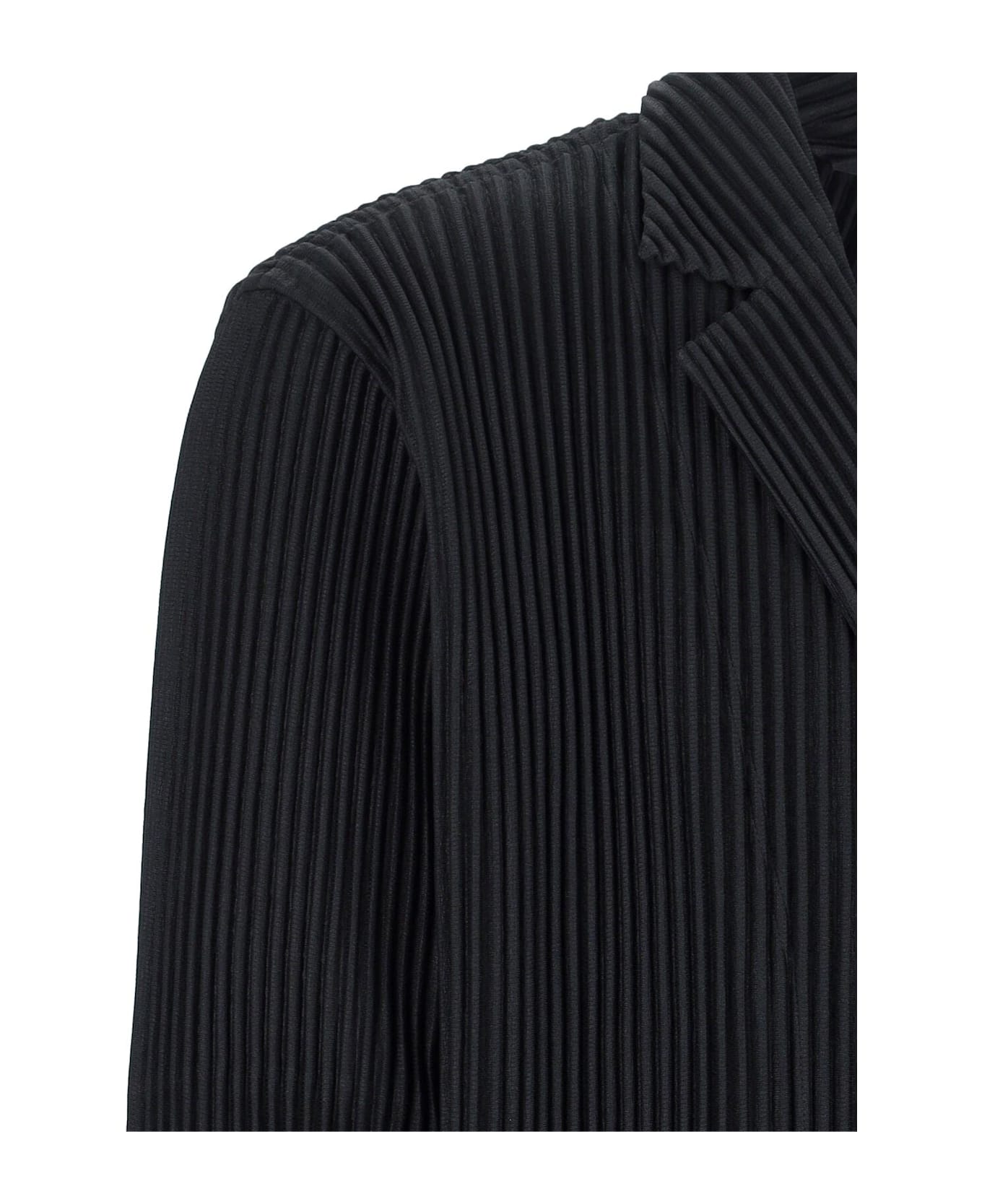 Homme Plissé Issey Miyake Single-breasted Pleated Blazer - Black