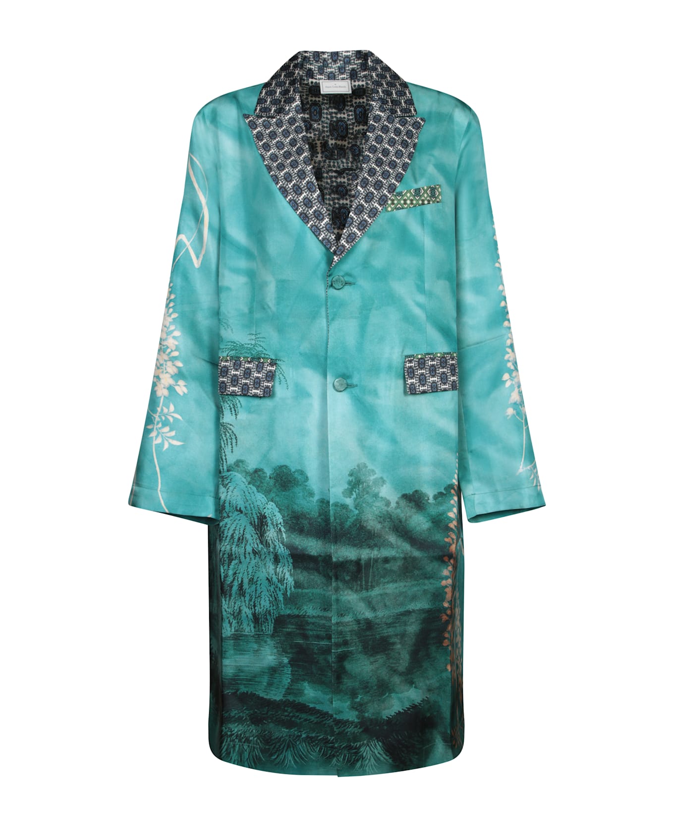 Pierre-Louis Mascia Aloes Blue Multicolor Coat - Blue
