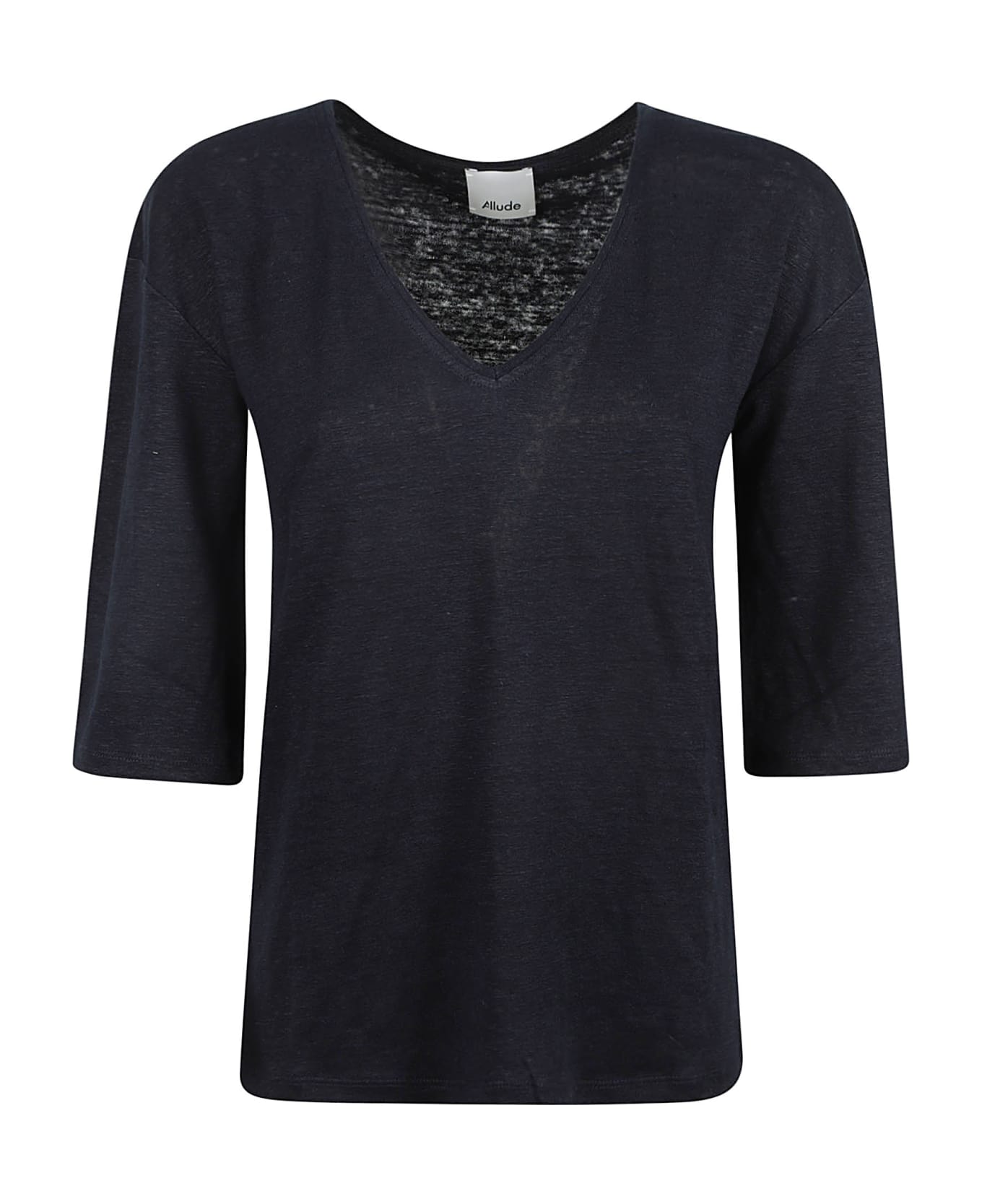 Allude V-neck Top - Navy