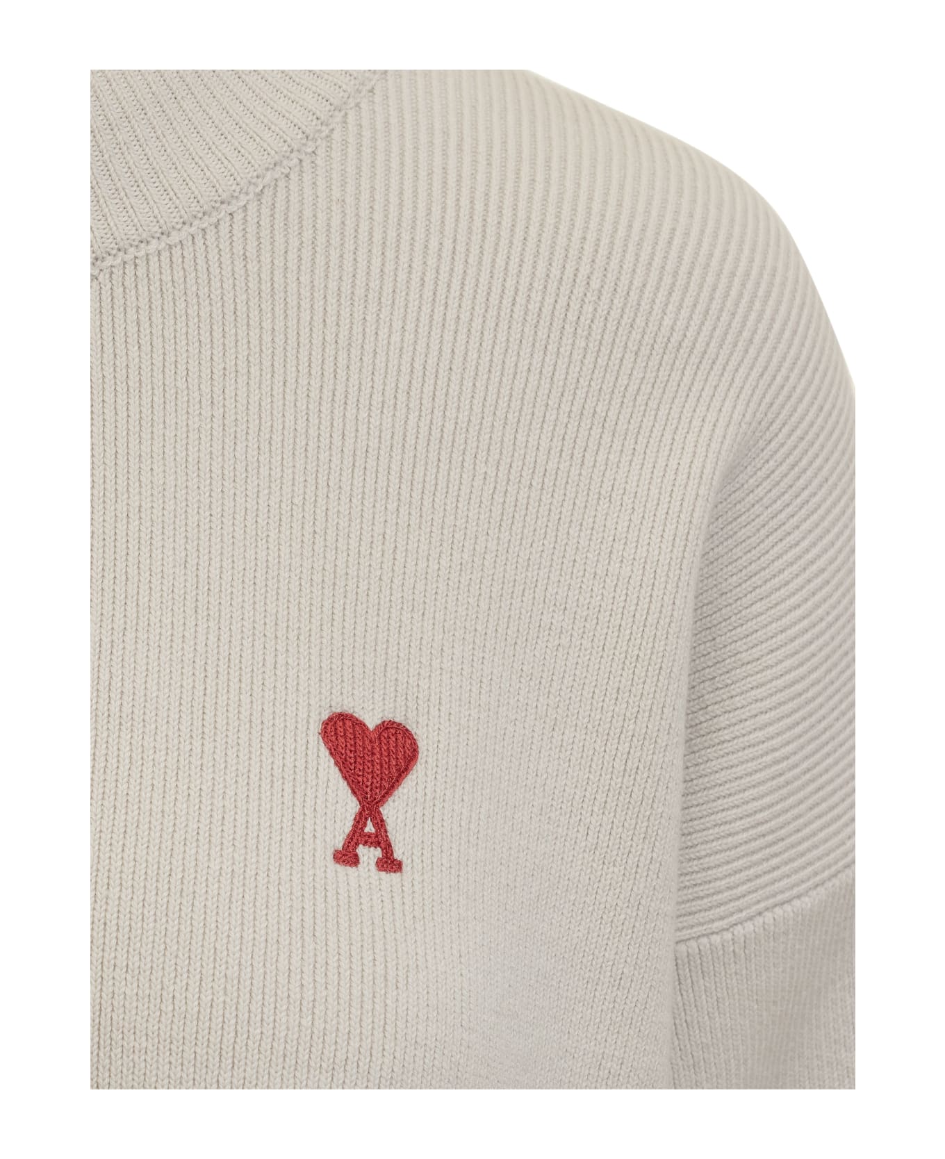 Ami Alexandre Mattiussi Sweater With Logo - CHALK