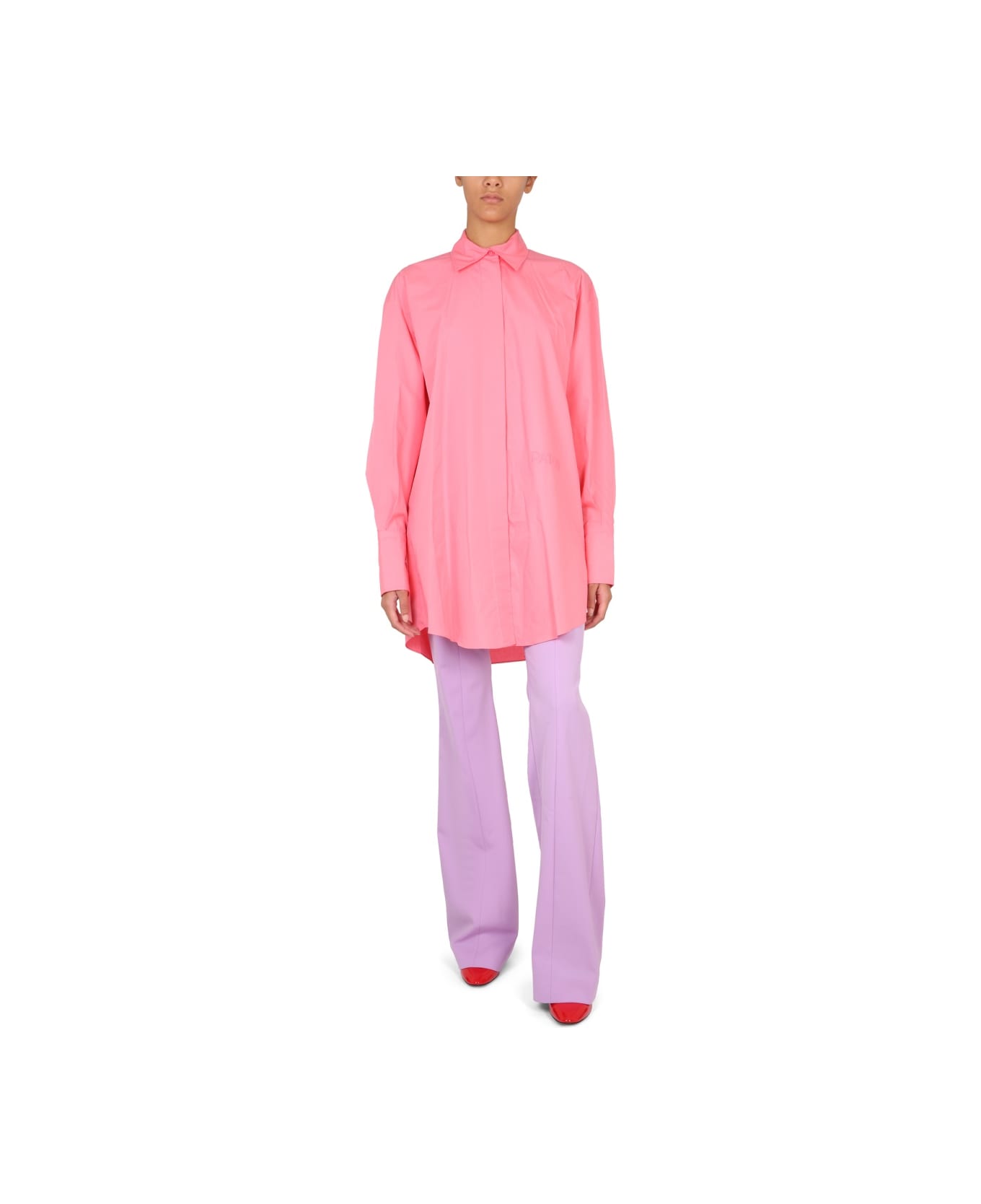 Patou Shirt Dress With Logo Embroidery - PINK ブラウス