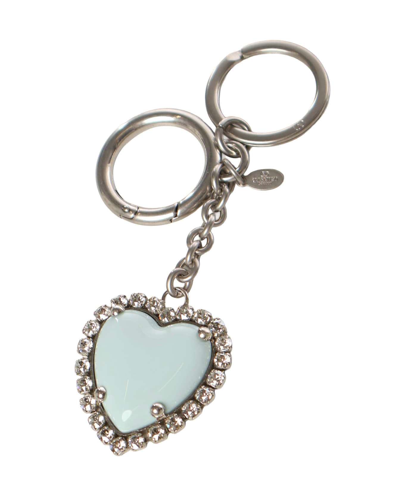 Valentino Garavani Coeur Hyperbole Bag Charm With Keychain - PALLADIUM/CRYSTAL