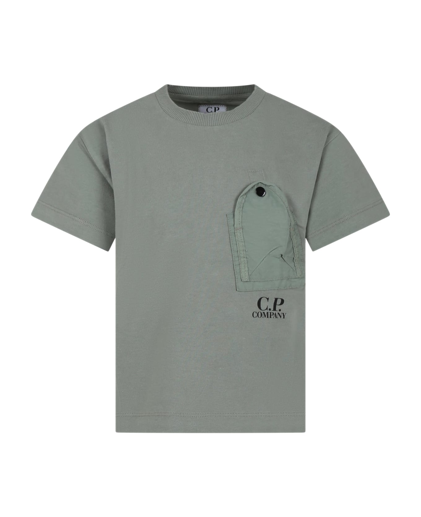 C.P. Company Undersixteen Green T-shirt For Boy With Logo - Green