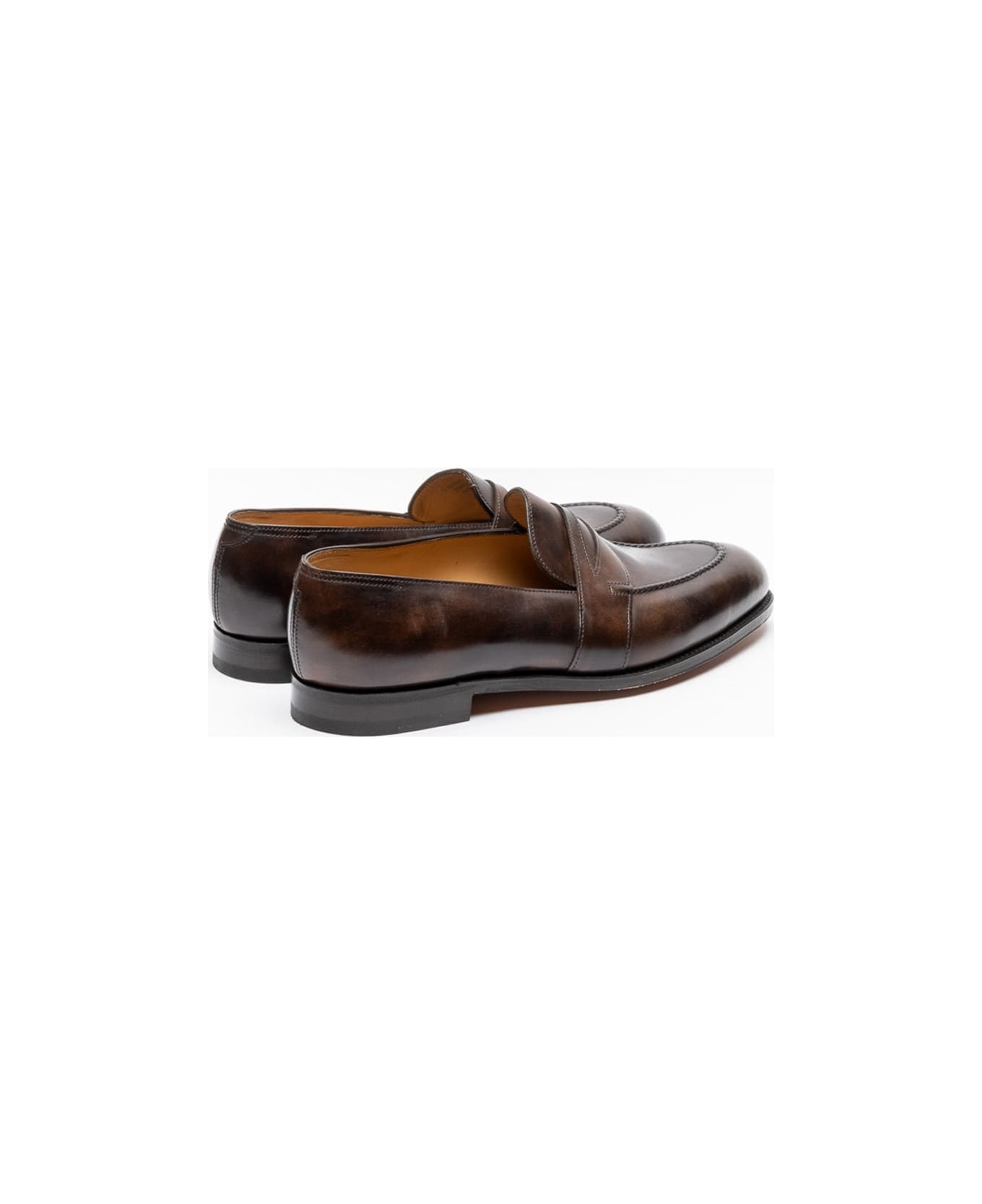 John Lobb Fencote Dark Brown Museum Calf Penny Loafer - Marrone