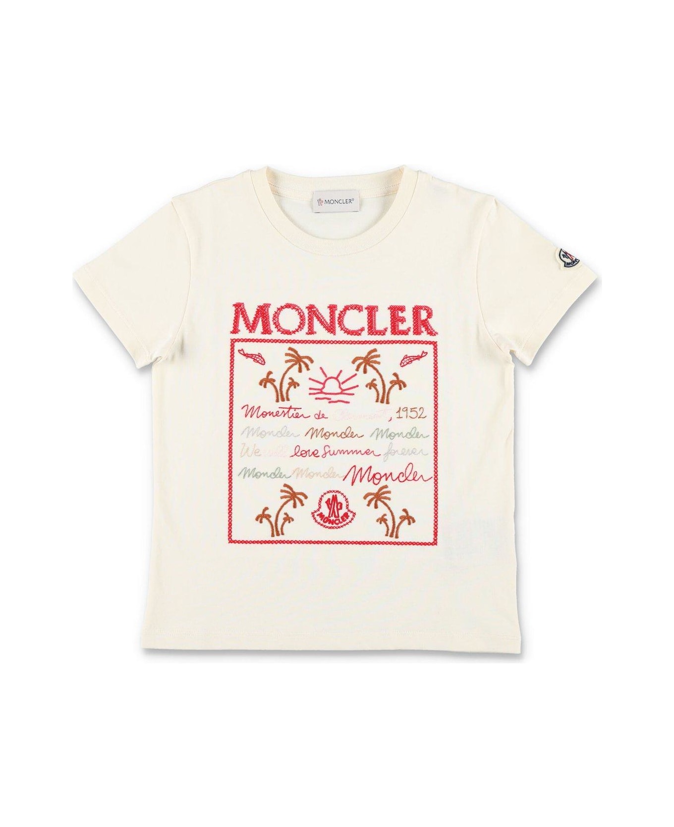 Moncler Embroidered T-shirt - Beige Tシャツ＆ポロシャツ