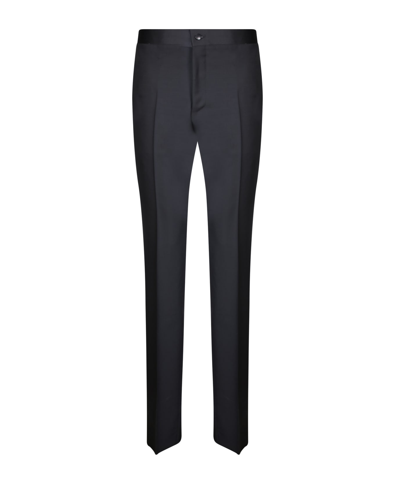 Canali Black Mohair Satin-stripe Trousers - Black