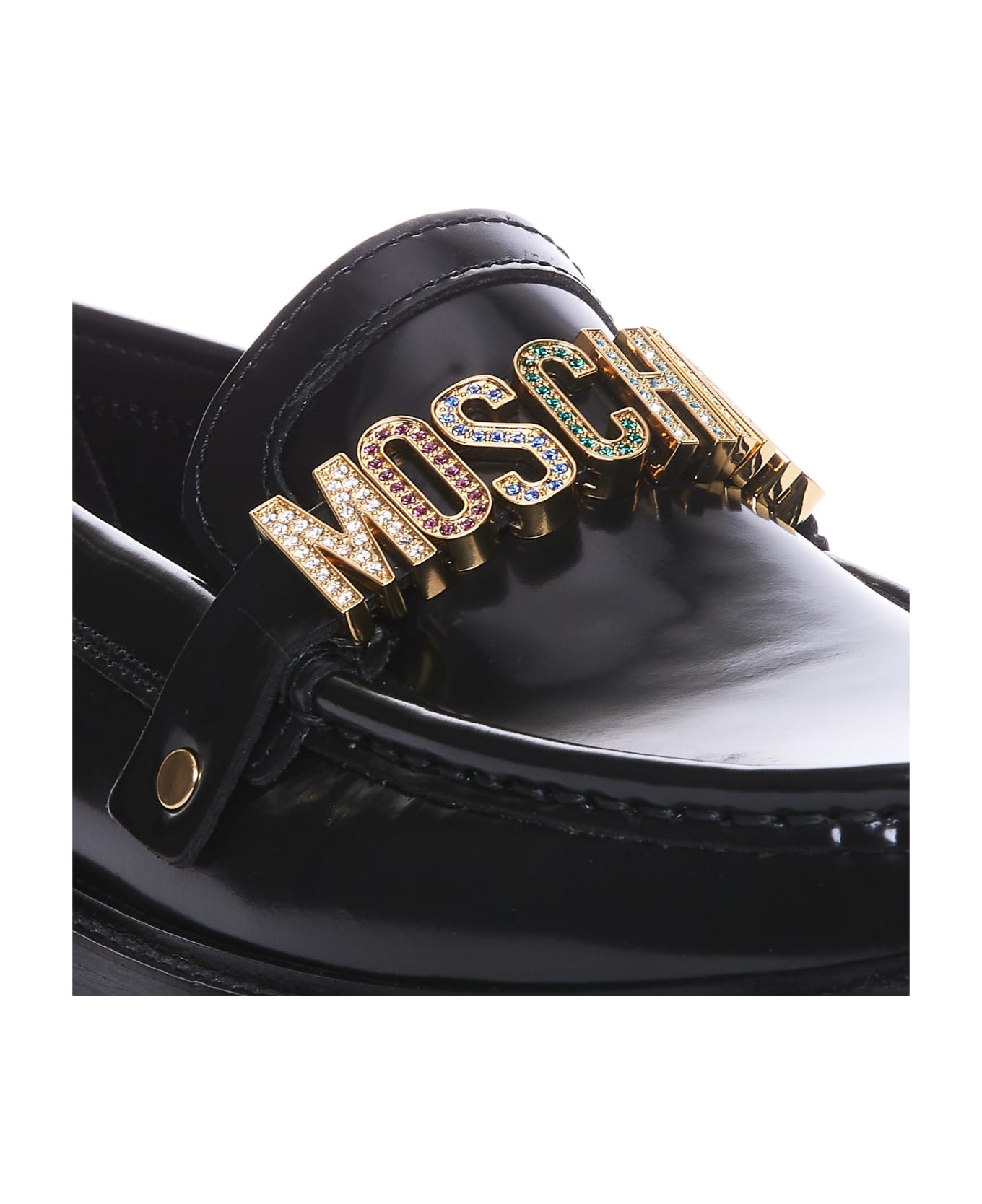 Moschino Logo Lettering Loafers - Black フラットシューズ
