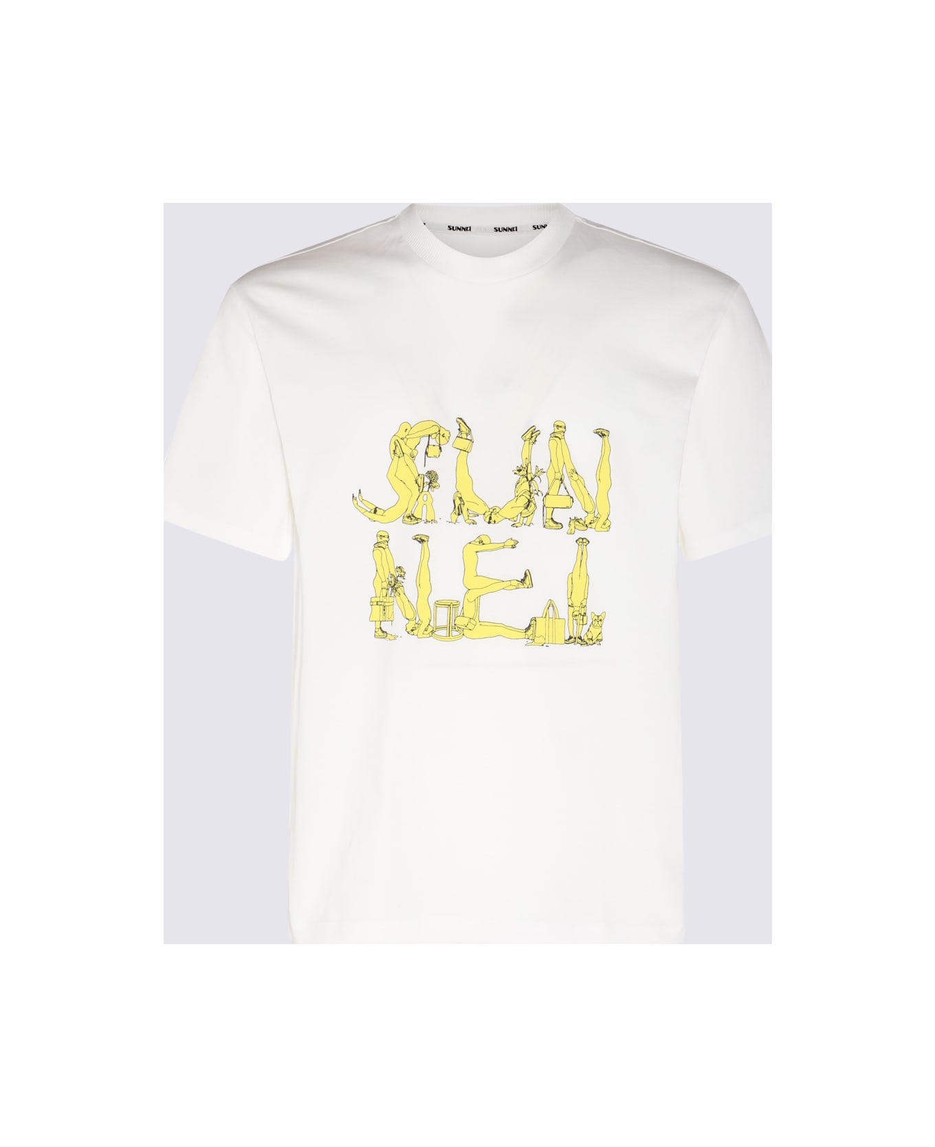 Sunnei White And Yellow Cotton T-shirt - WHITE PPT
