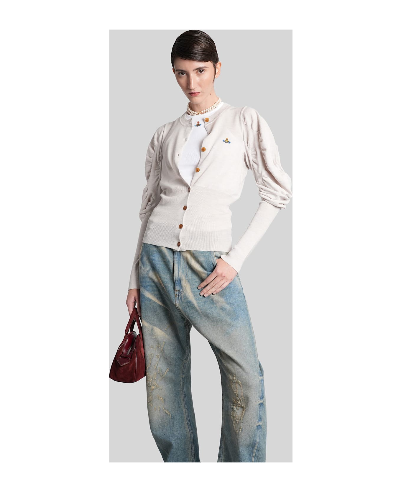 Vivienne Westwood Eli Cardigan In Grey Wool - grey