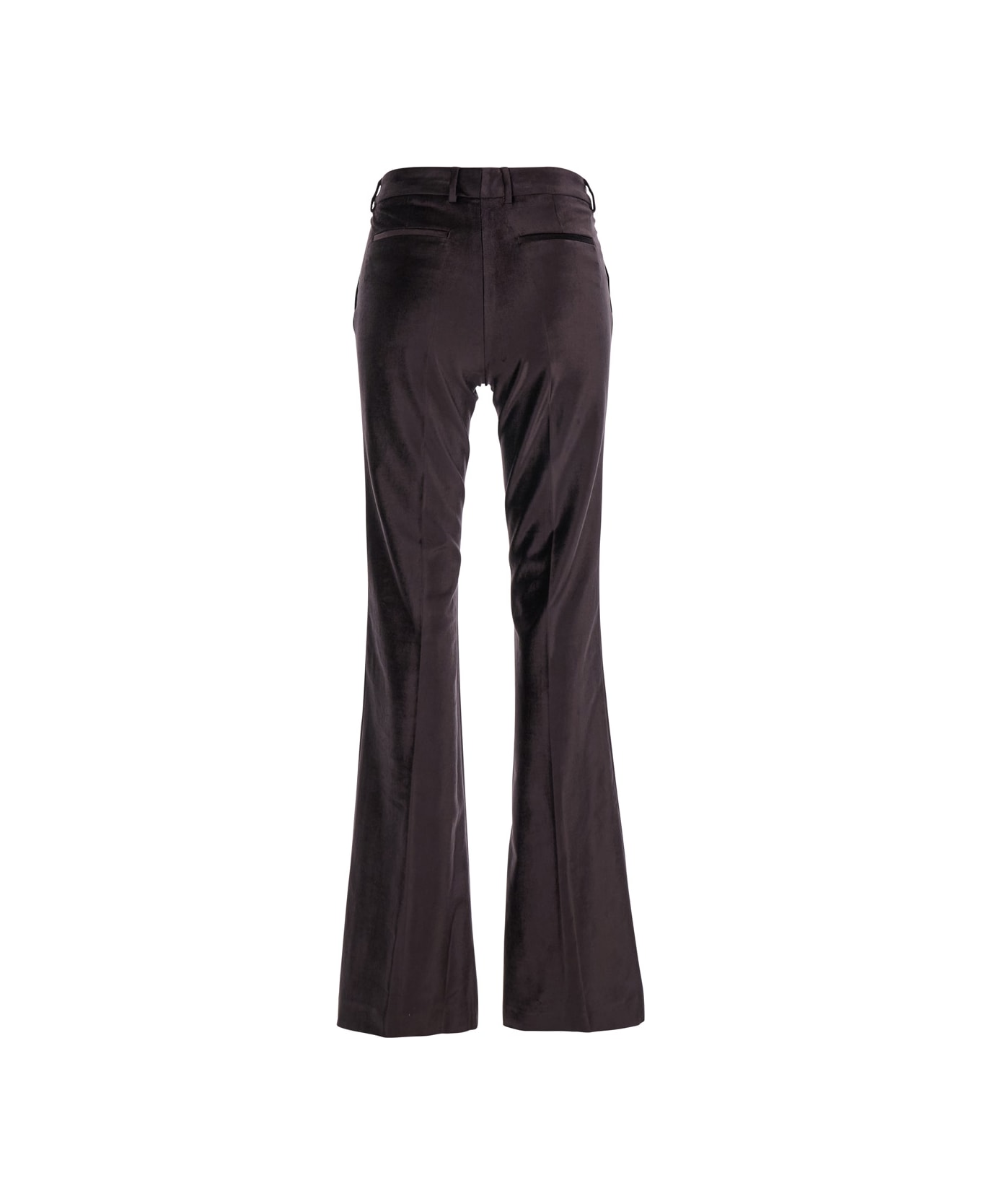 PT Torino 'elsa' Brown Flared Trousers With Velvet Effect In Cotton Blend Woman - Brown