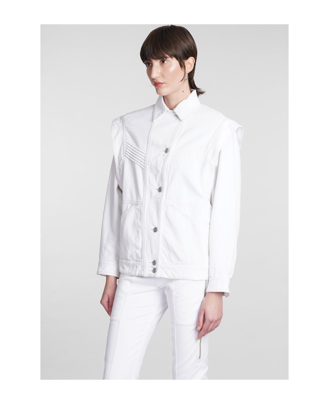 Isabel Marant Harmon Denim Jackets - white