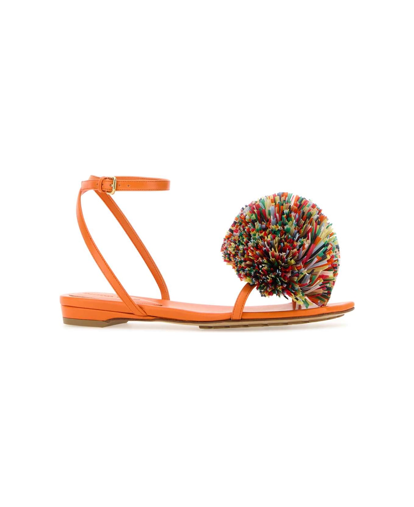 Bottega Veneta Orange Leather Adam Sandals - ORANGE