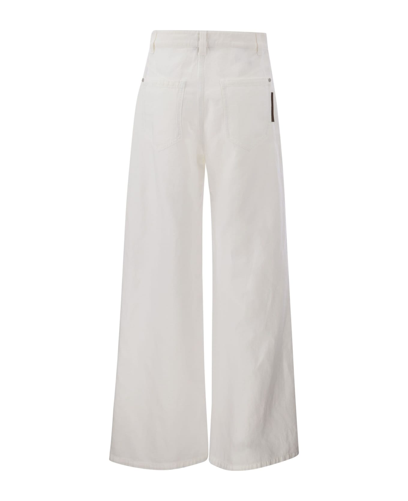 Brunello Cucinelli Relaxed Trousers In Garment-dyed Cotton-linen Cover-up - White