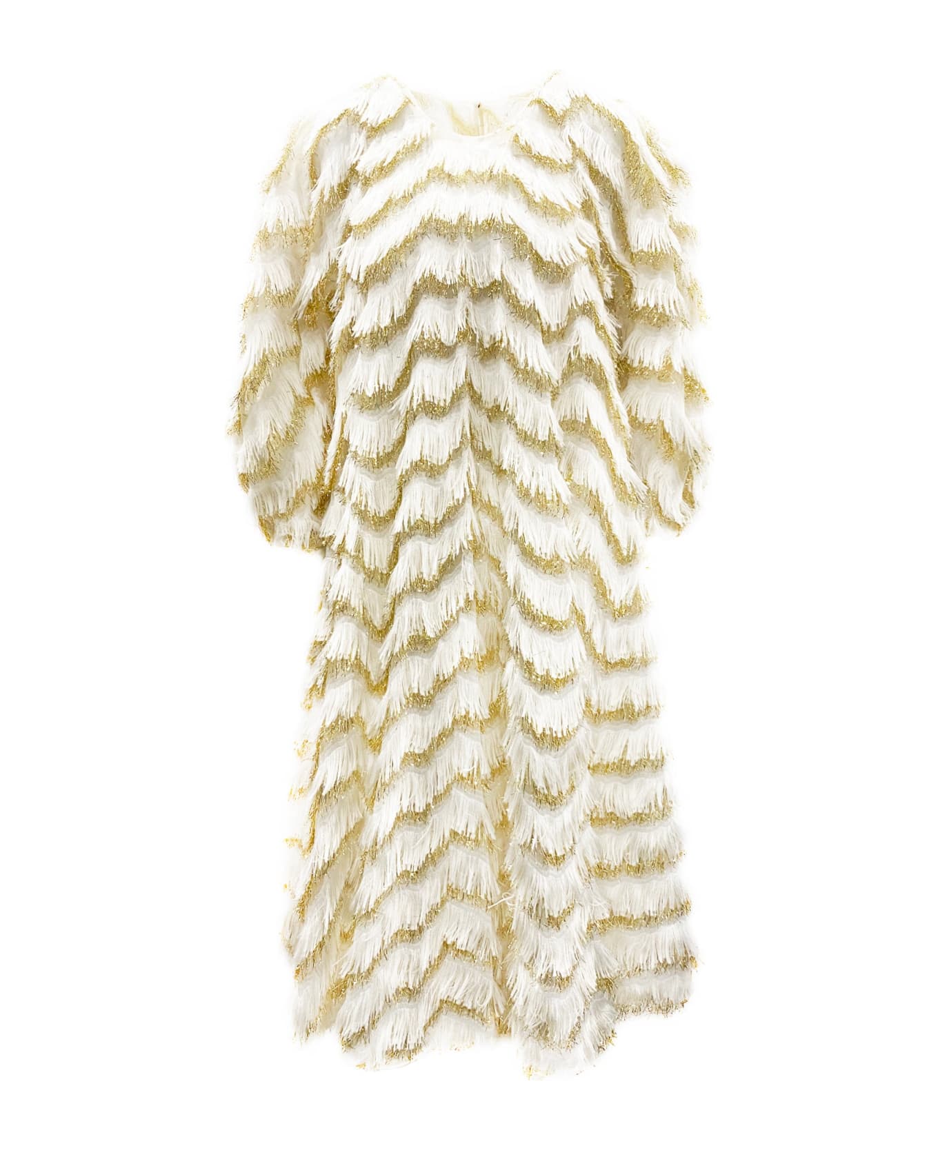 Dolce & Gabbana Fringed Flared Dress - White