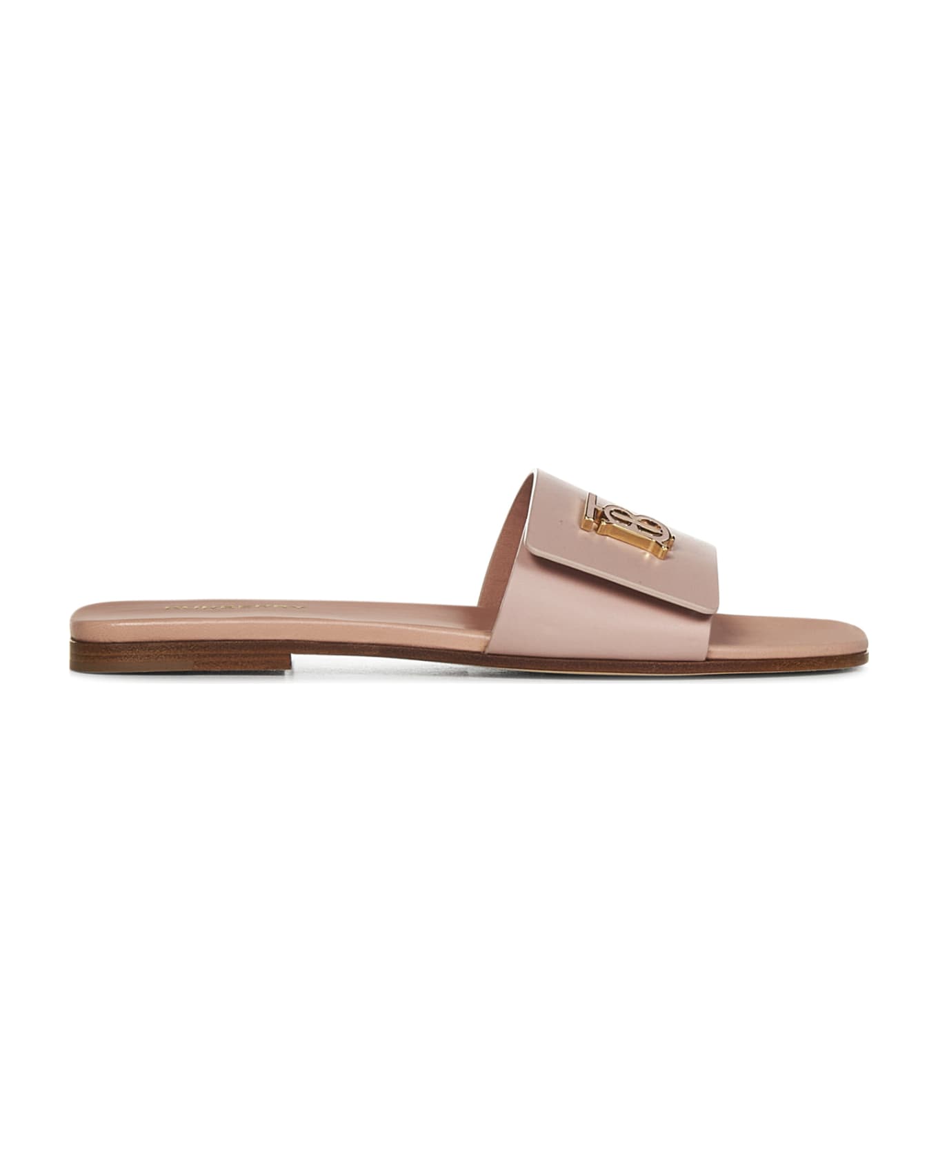 Burberry Powder Pink Leather Slippers - Pink サンダル