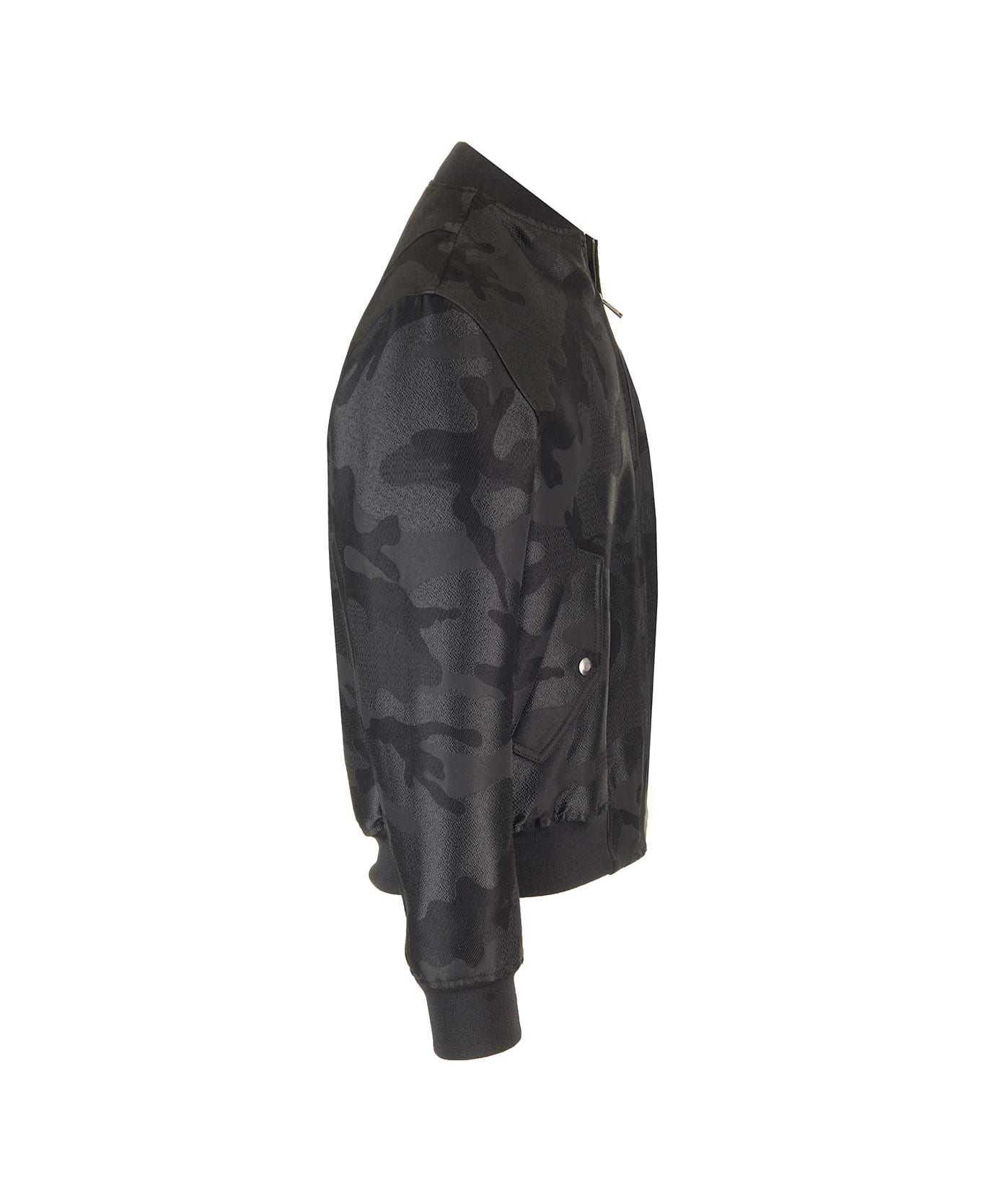 Valentino Garavani Bomber Jacket With All-over Camounoir Pattern - Black