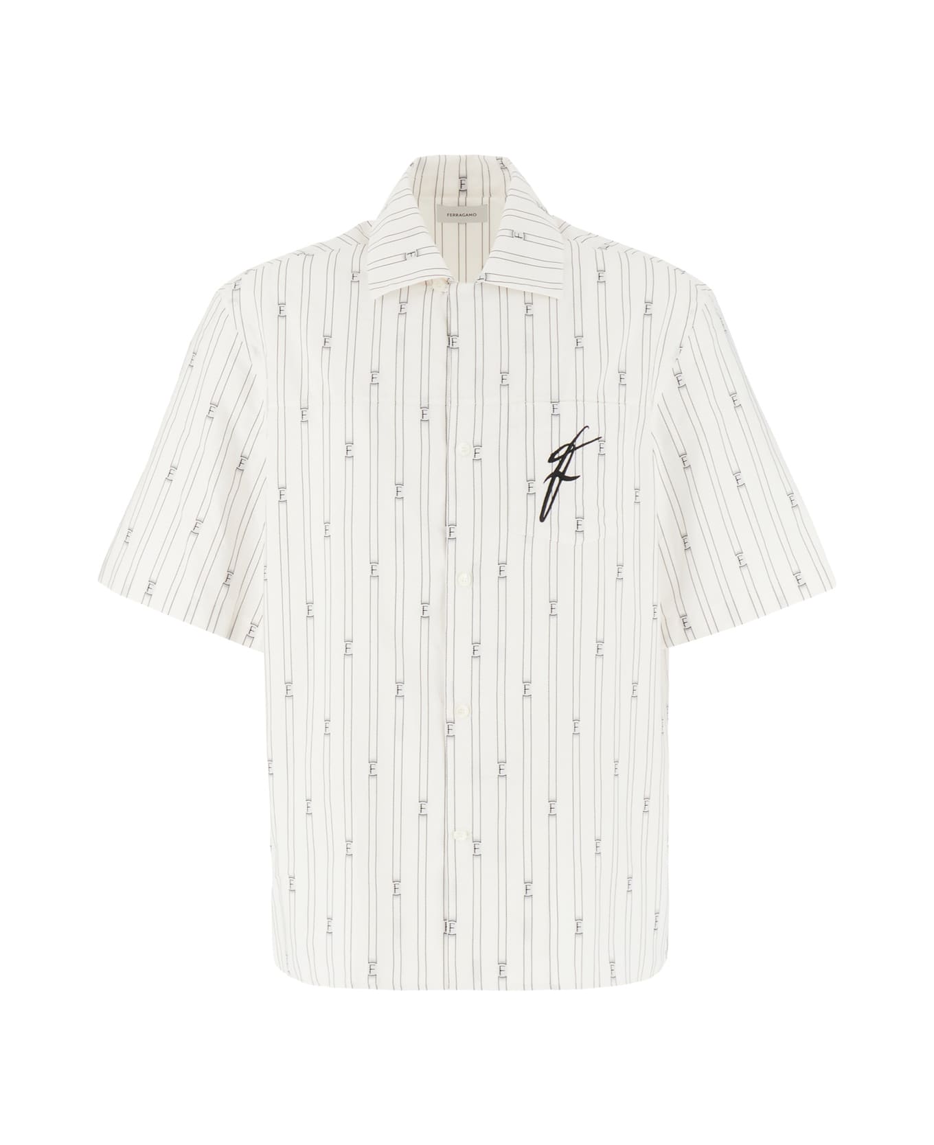 Ferragamo Embroidered Poplin Shirt - Bianco e nero