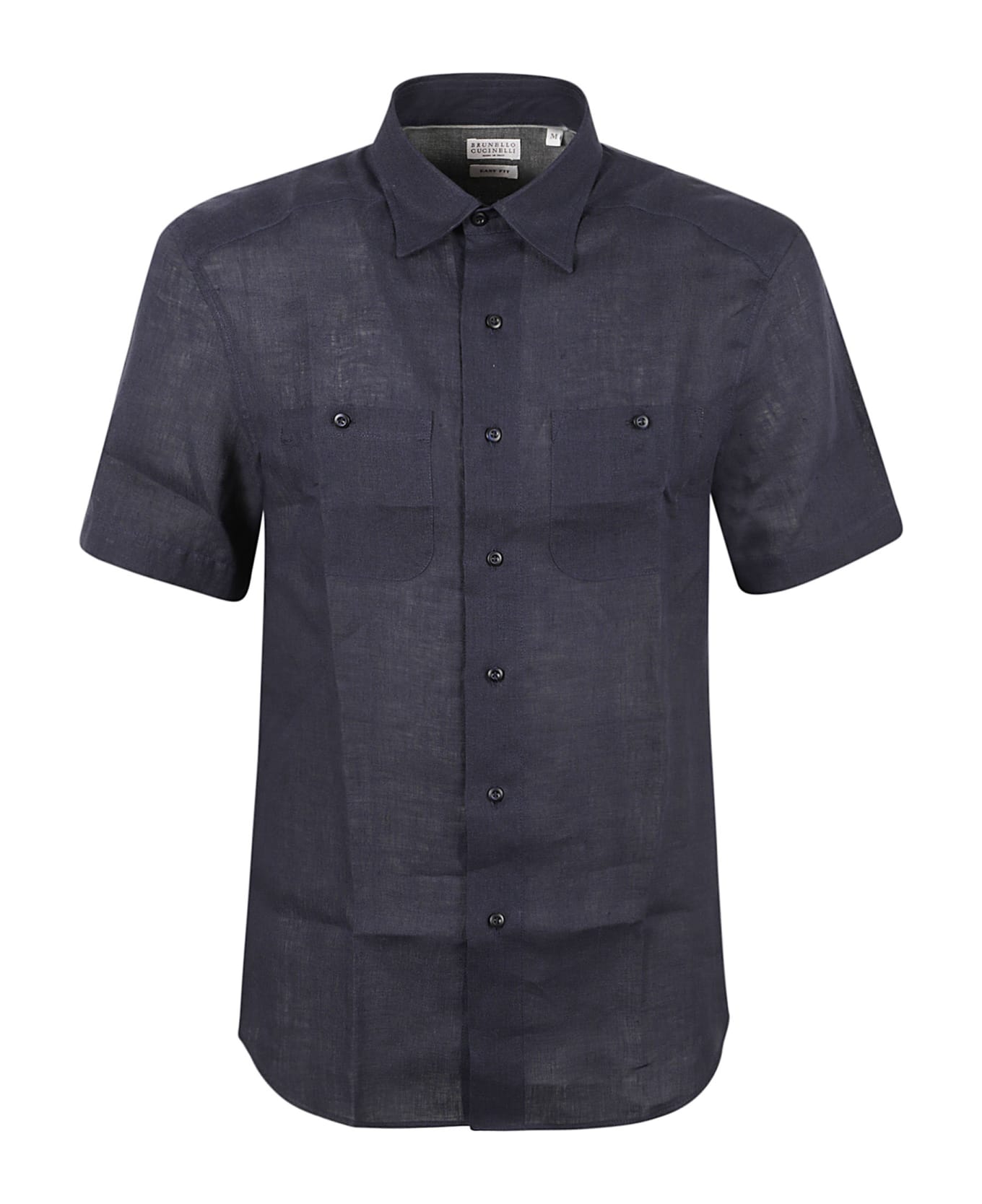 Brunello Cucinelli Round Hem Patched Pocket Plain Shirt - Navy シャツ
