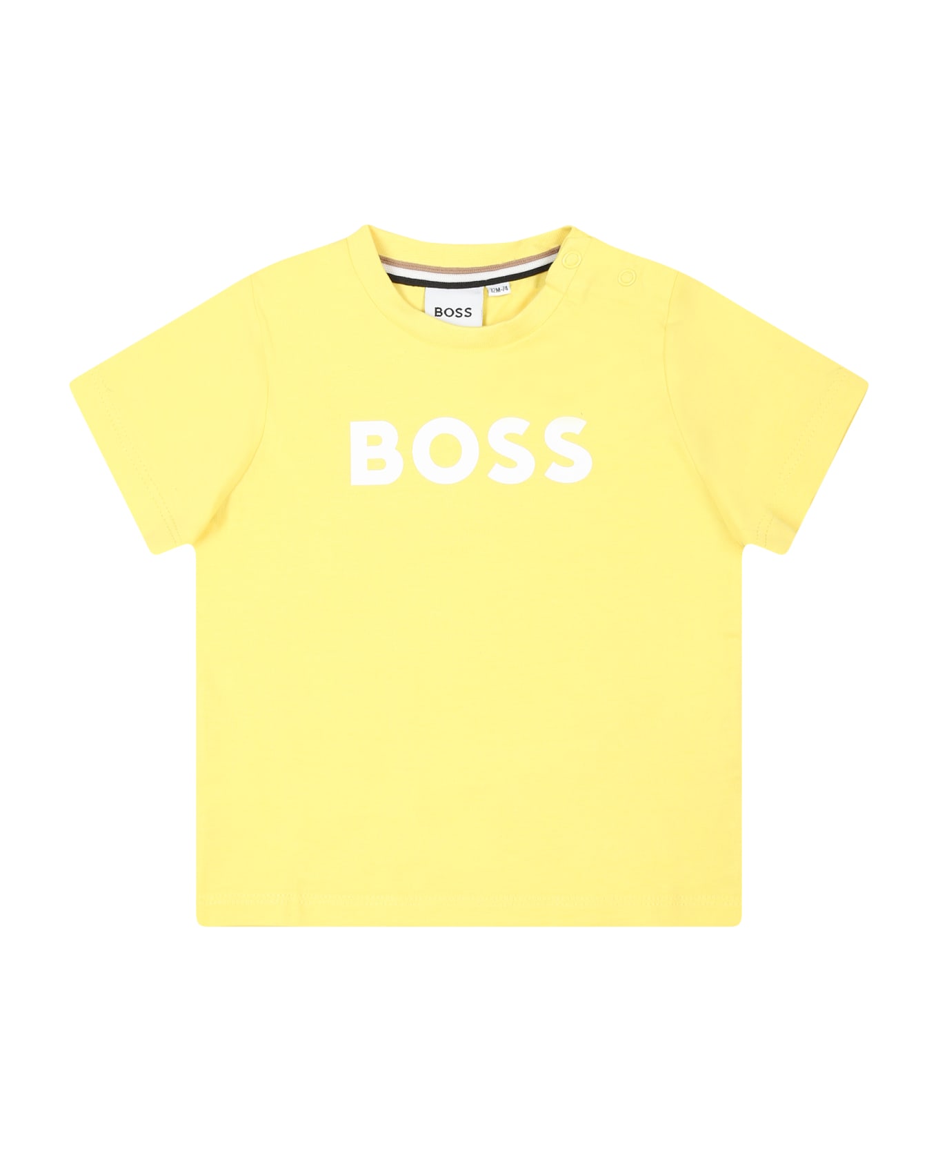 Hugo Boss Yellow T-hirt For Baby Boy With Logo - Yellow
