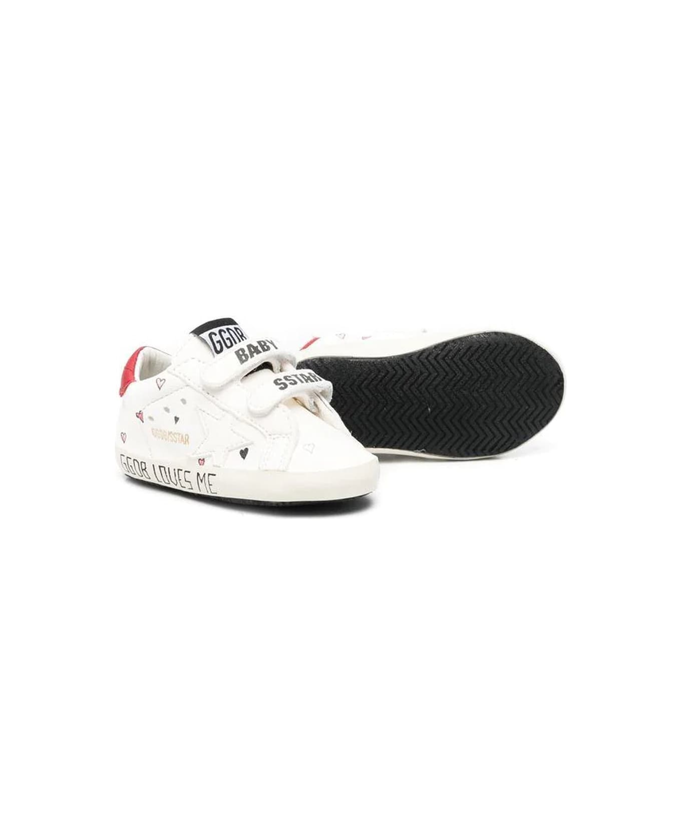 Golden Goose White Leather Nappa Sneakers - White/red