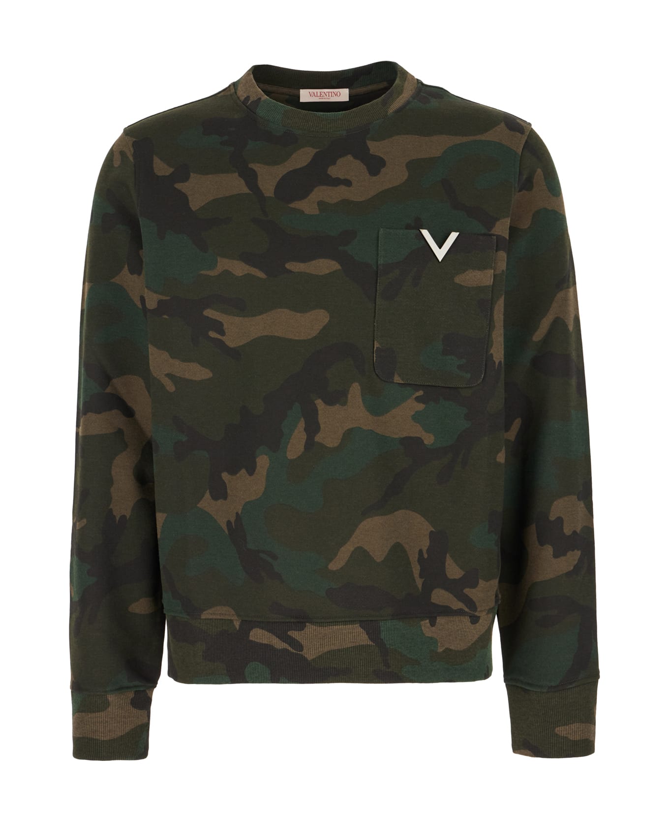 Valentino Garavani Printed Cotton Blend Sweatshirt - CAMOU ARMY