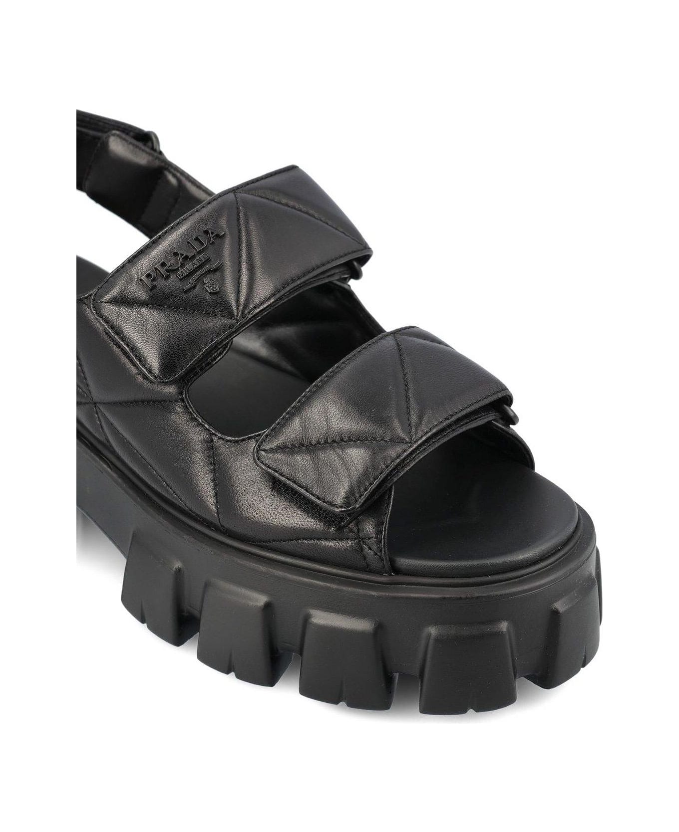 Prada Triangle-logo Quilted Sandals - Nero サンダル