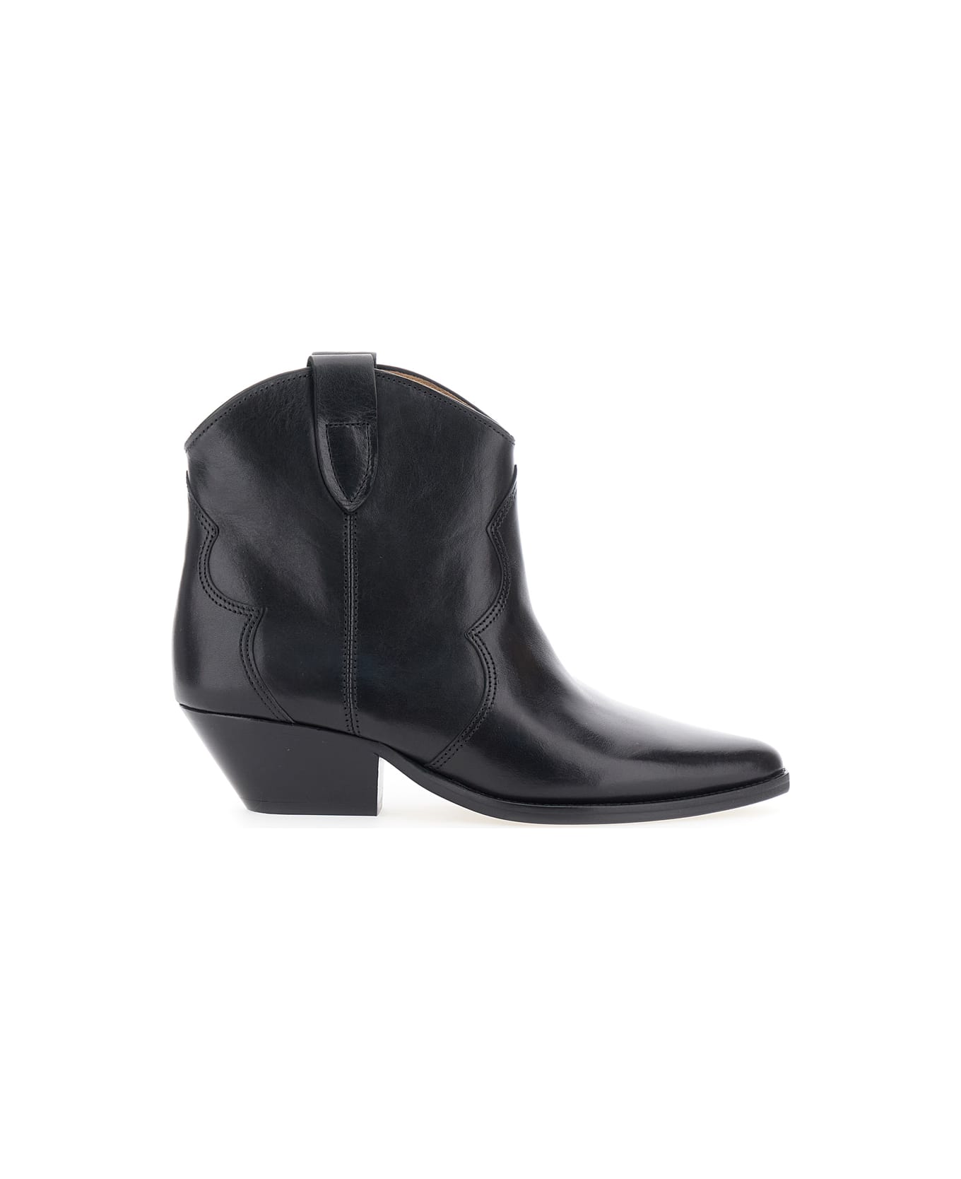 Isabel Marant 
dewina
 Black Slip-on Ankle Boots With Low Block Heel In Leather Woman - BLACK