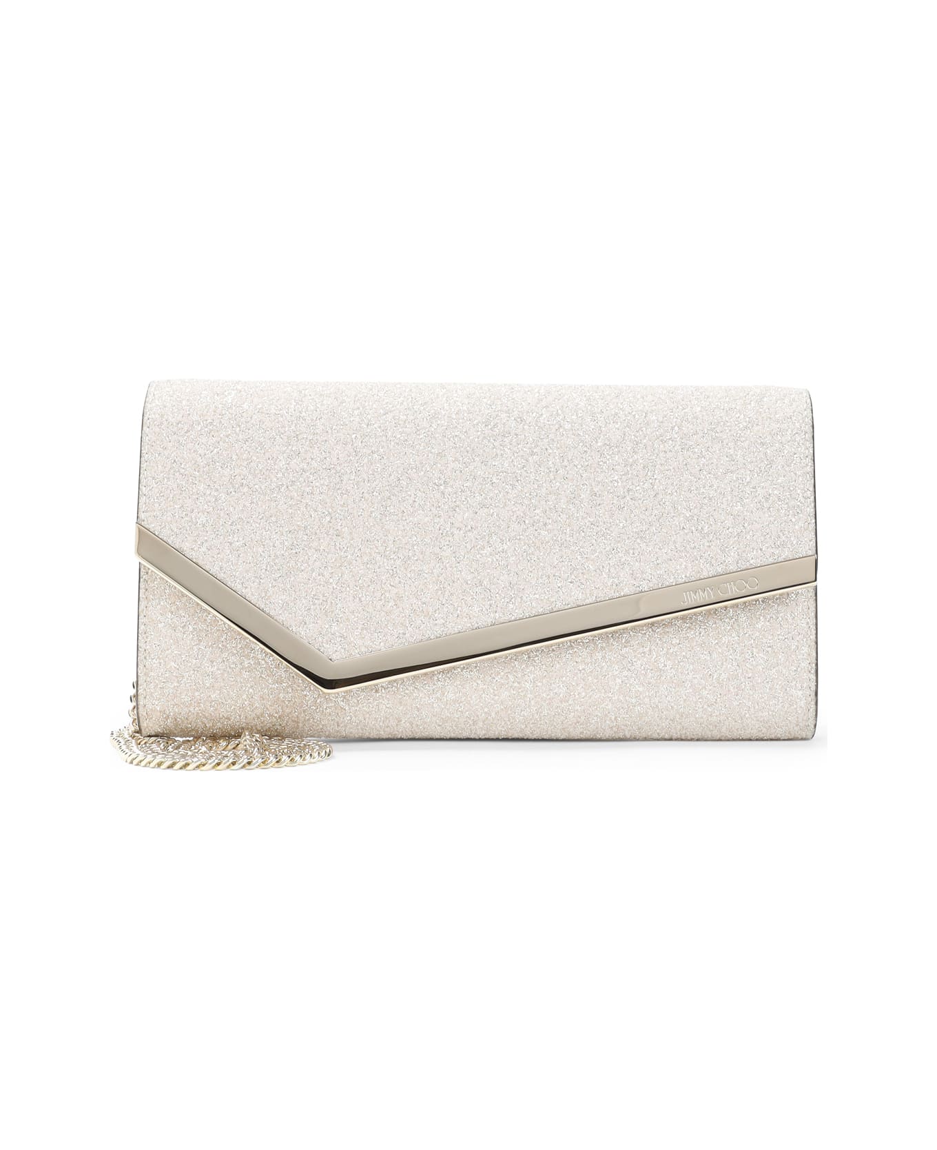 Jimmy Choo Emmie Glitter Clutch - Light Soft Gold
