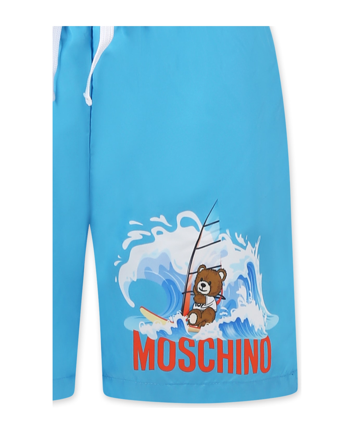 Moschino Light Blue Swim Shorts For Boy With Teddy Bear - Light Blue